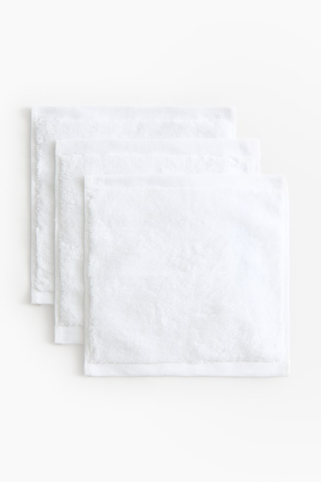 3-pack Soft Terry Washcloths - White/Light beige - 3