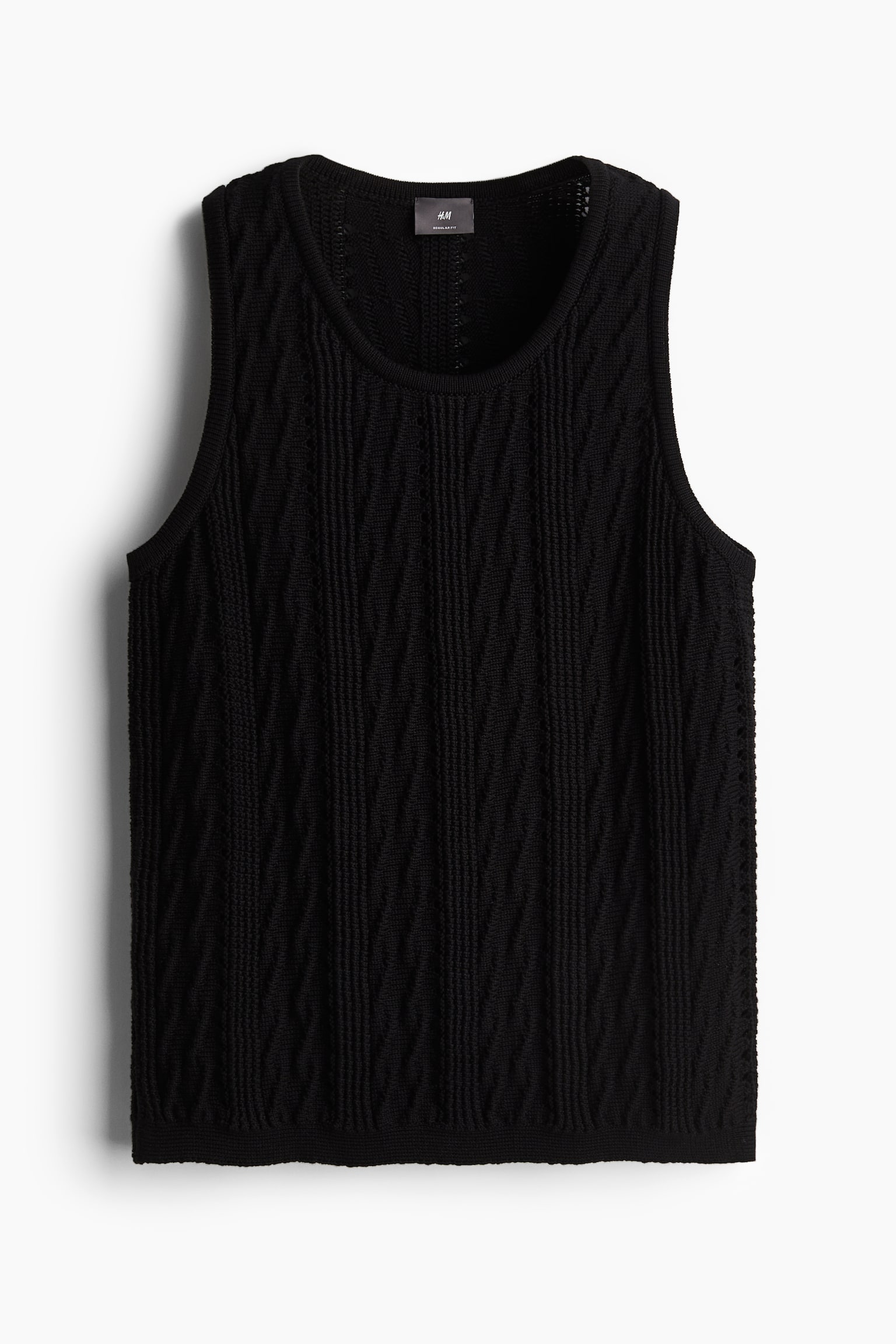 Regular Fit Pattern-knit top vest - Black/White - 1