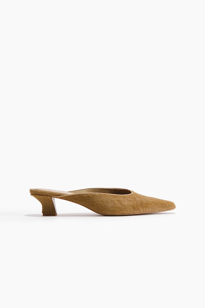 Mules à talon en cuir - Beige - 1