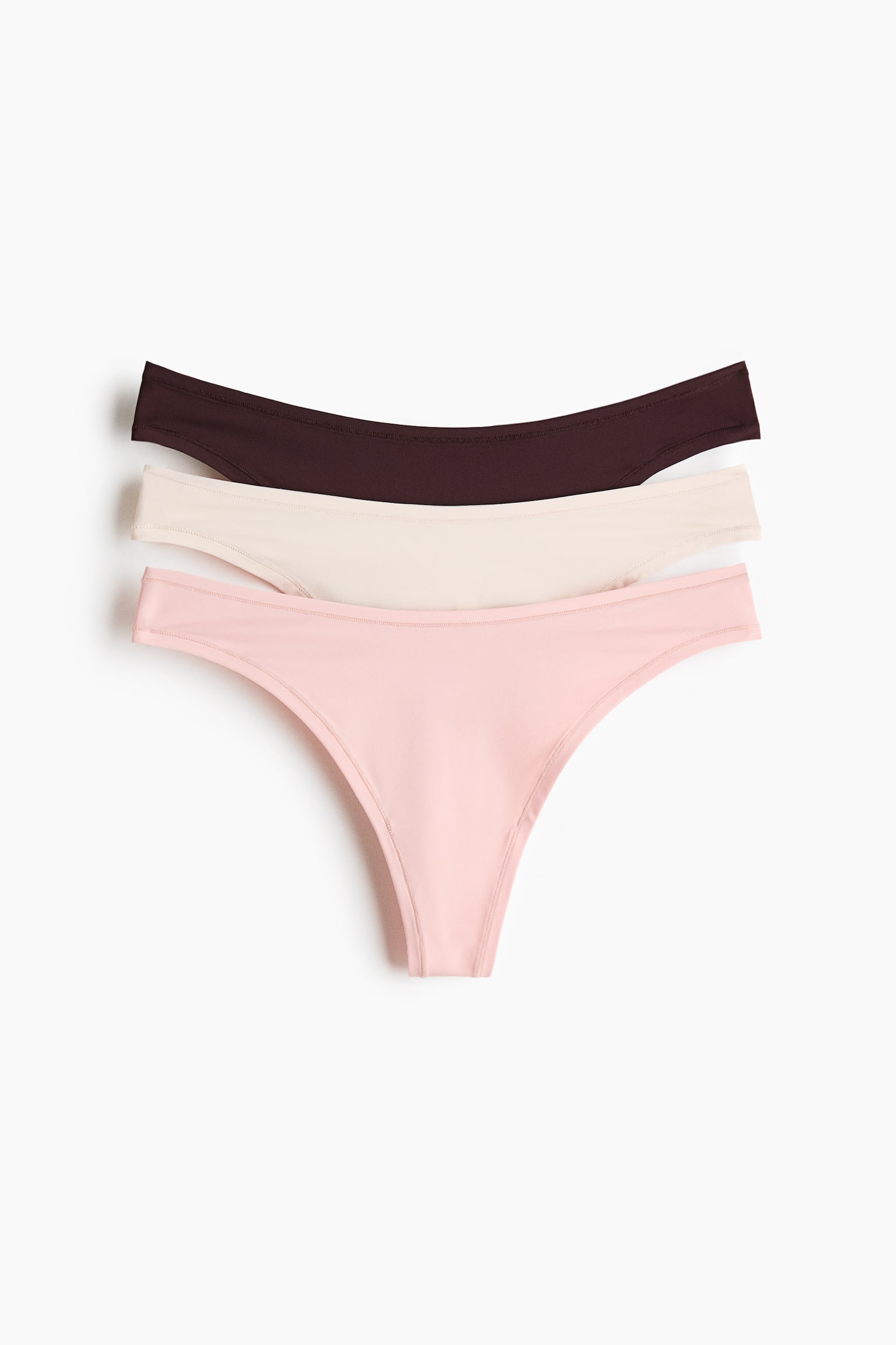 3-pack Panties thong de microfibra - Café oscuro/Crema/Rosa claro/Café/Diseño de leopardo/Negro/Beige/Gris oscuro/Beige