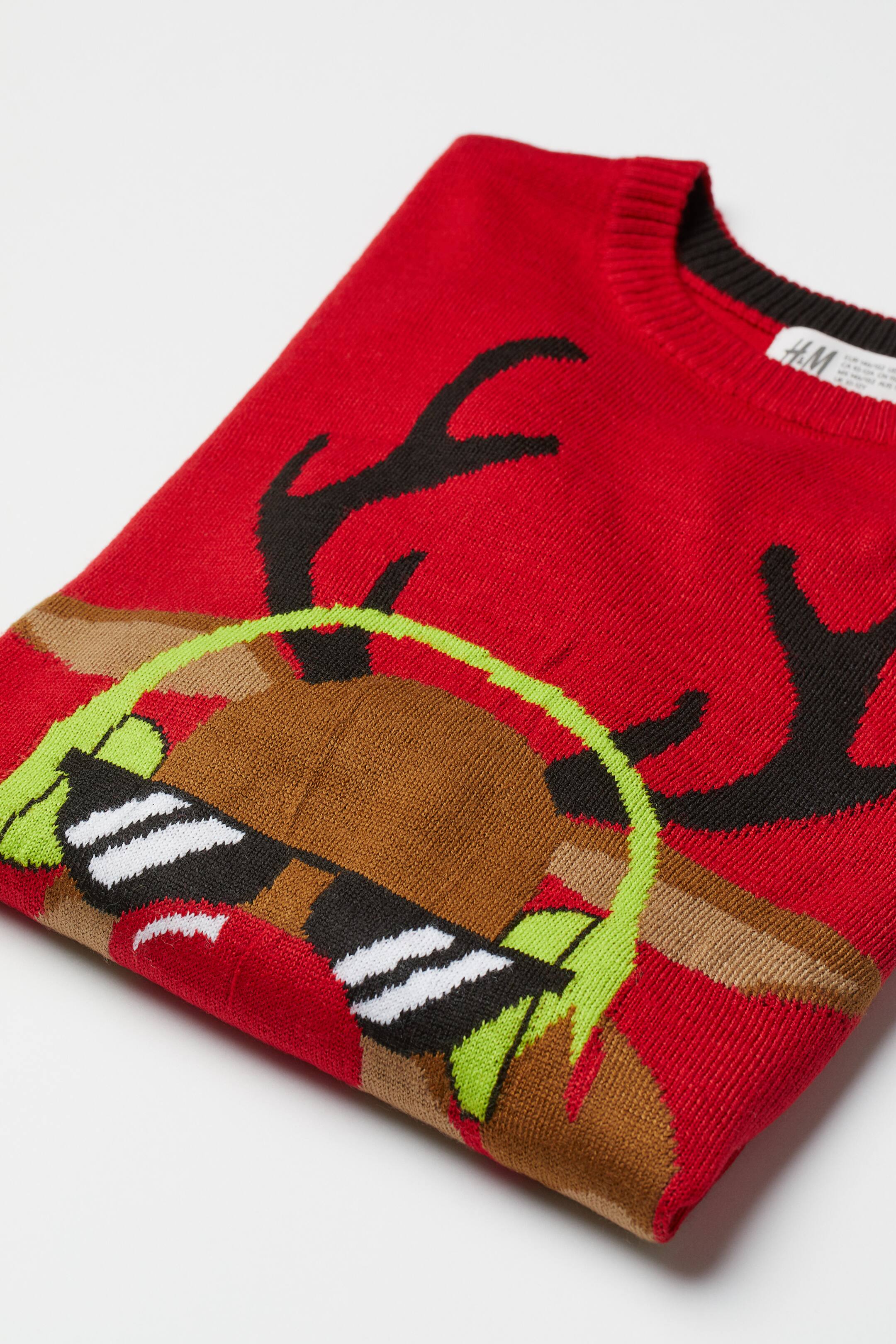 View larger image: Design Detail Sweater - Red/Gift Wrapper - Kids | H&M AU 2