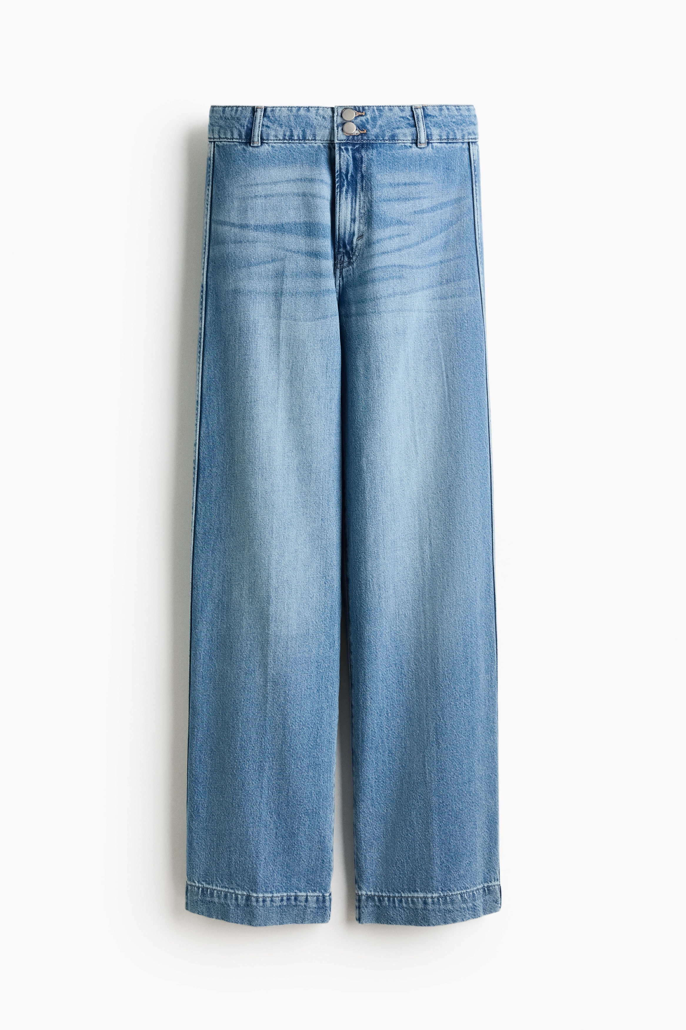 Wide High Waist Jeans - Light denim blue/White/Dark denim blue/Denim blue