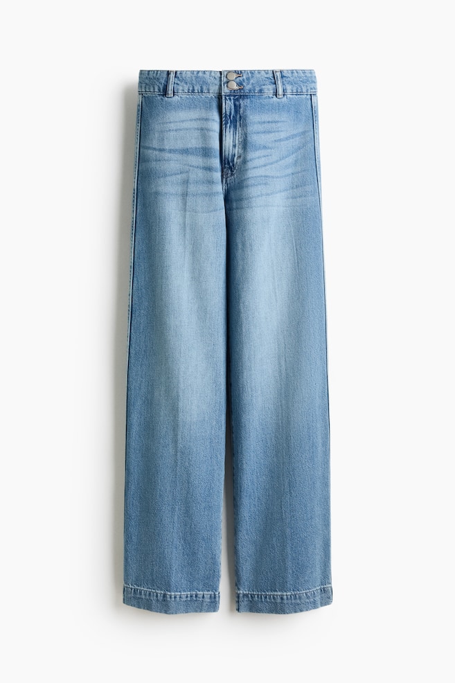 Wide High Waist Jeans - Light denim blue/White/Dark denim blue/Denim blue - 1