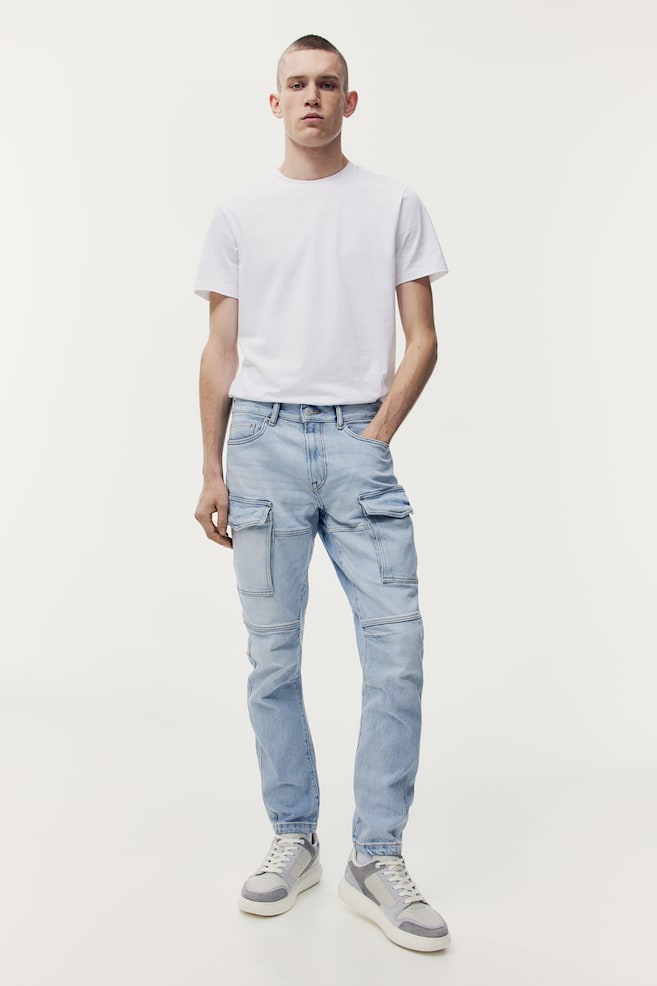 Slim Cargo Jeans - Vaalea deniminsininen/Vaalea deniminsininen/Deniminmusta/Deniminharmaa - 3