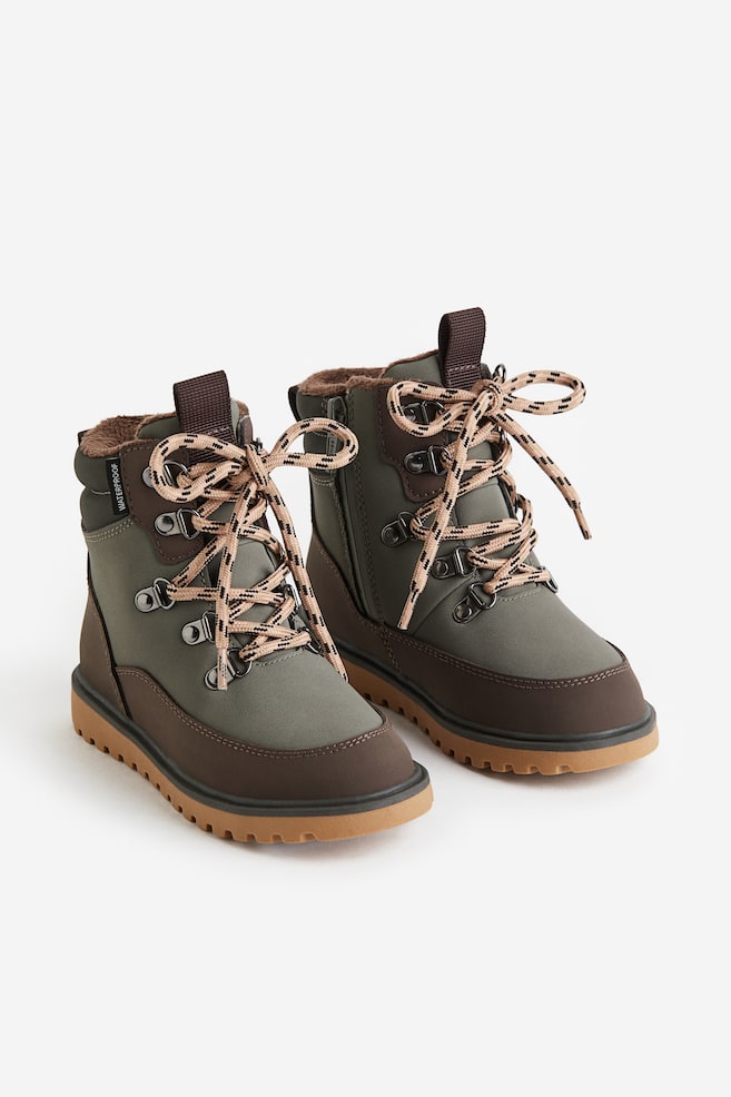 Waterproof lace-up boots - Khaki green/Dark brown/Black/Dusty pink/Light brown - 1