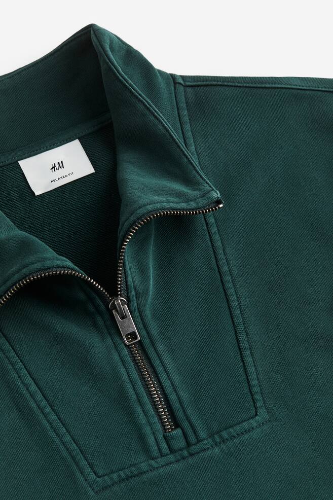 Loose Fit Sweatshirt med glidelås - Mørk grønn/Mørk brun - 5