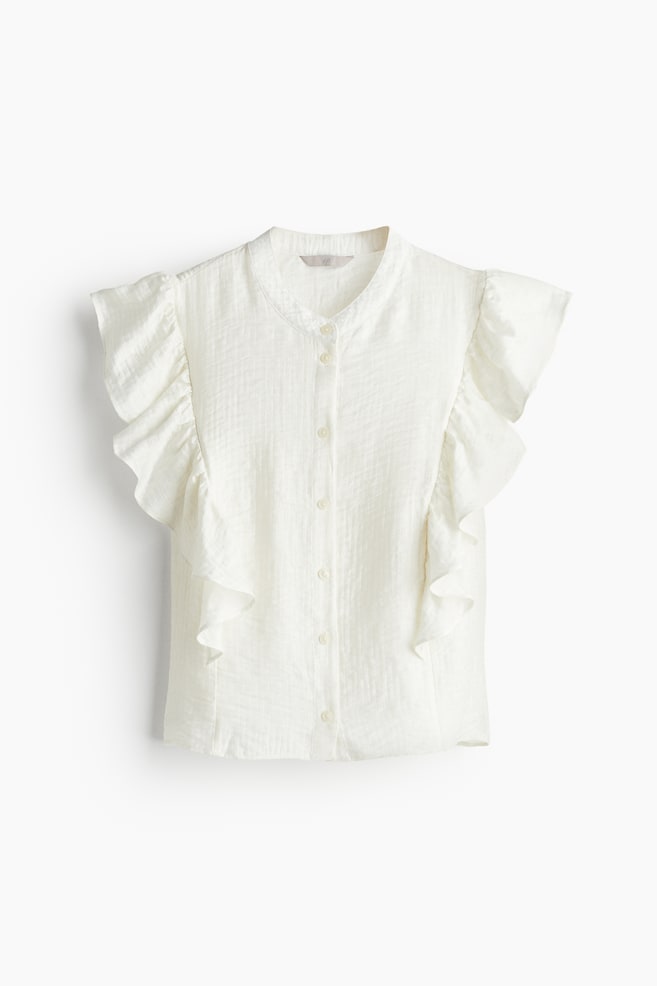 Frill-trimmed blouse - White - 1