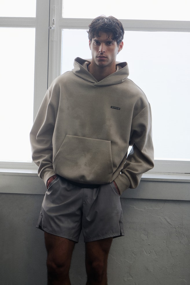 Hoodie de sport Oversized Fit DryMove™ - Beige/motif/Rose foncé - 1