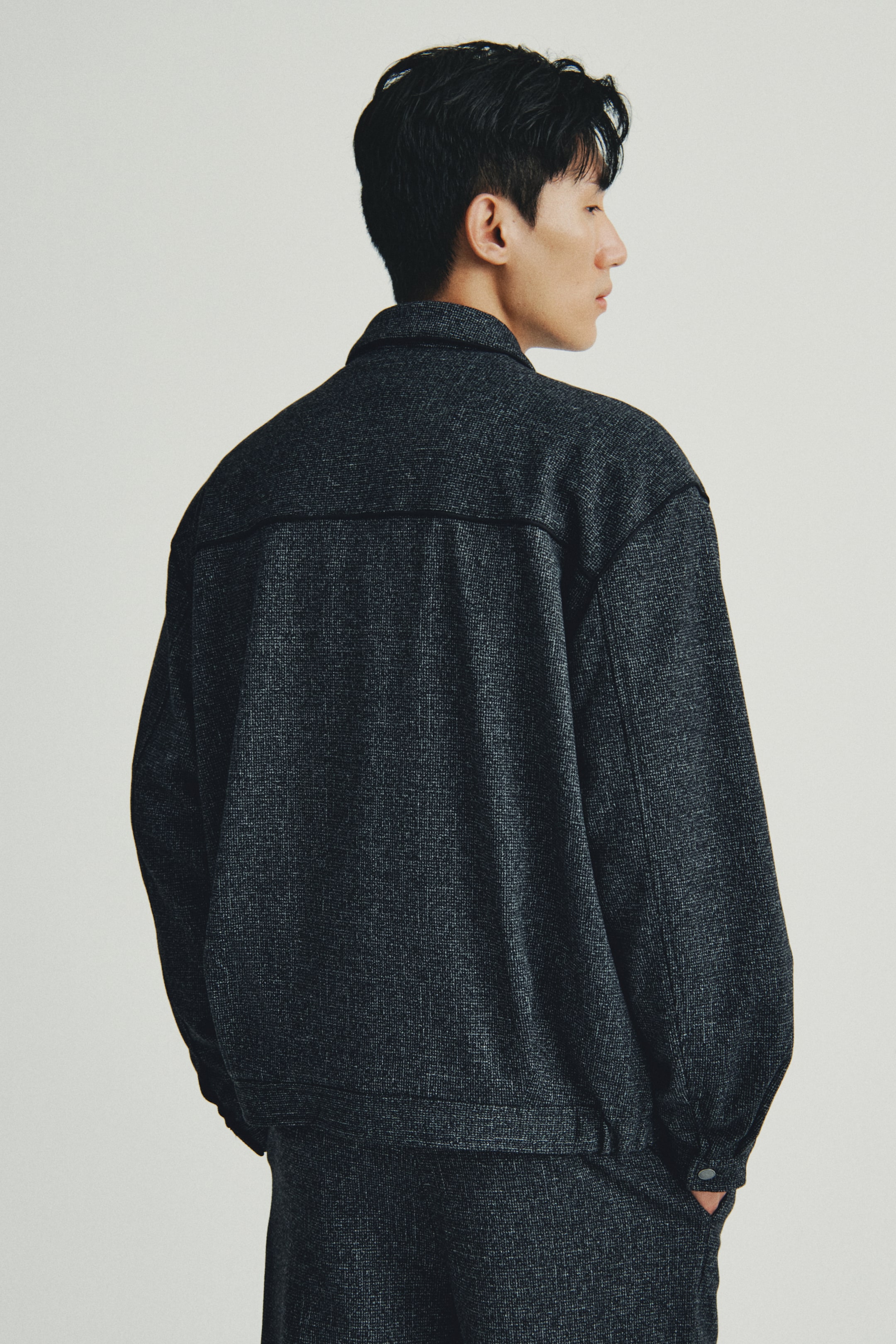 이미지 확대 보기: 해링턴 스타일 재킷 - 블랙 멜란지 - Men | H&M KR 4