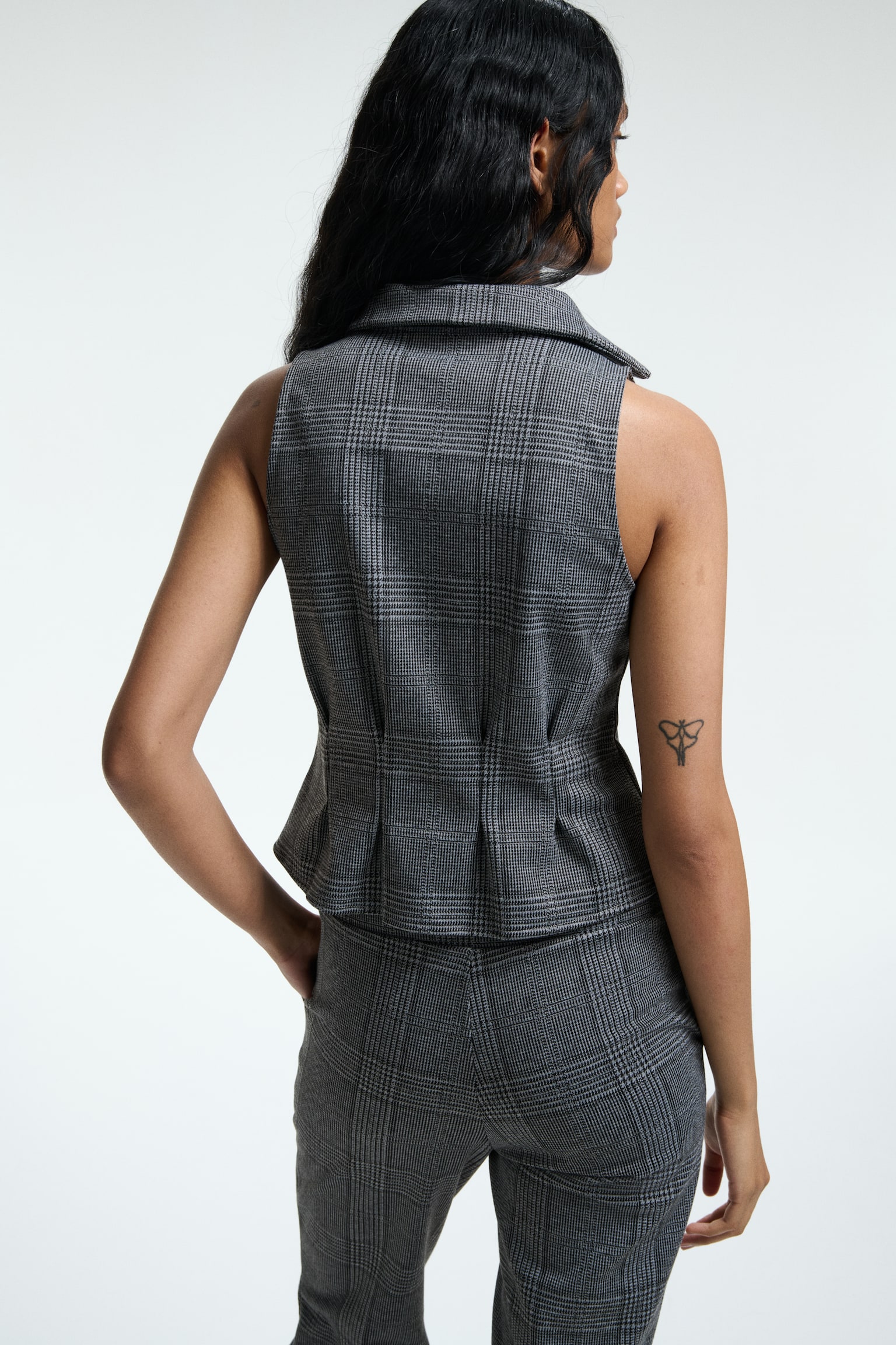 Collared waistcoat - Grey/Checked/Black/Pinstriped - 4