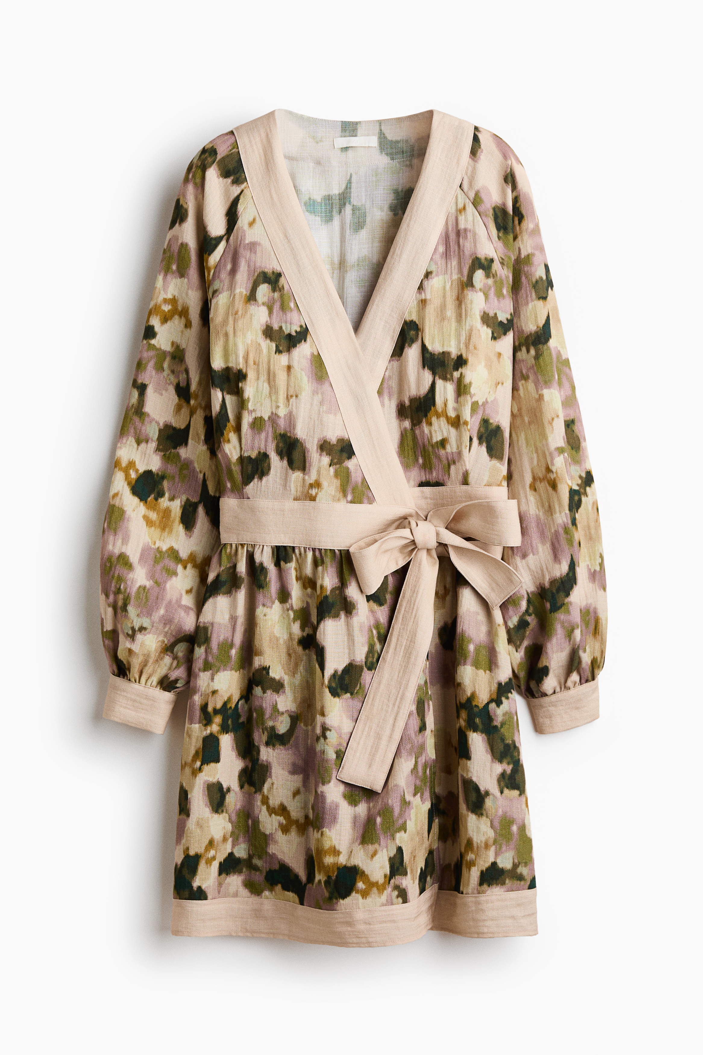 Vestido cruzado - Beige claro/Floreado
