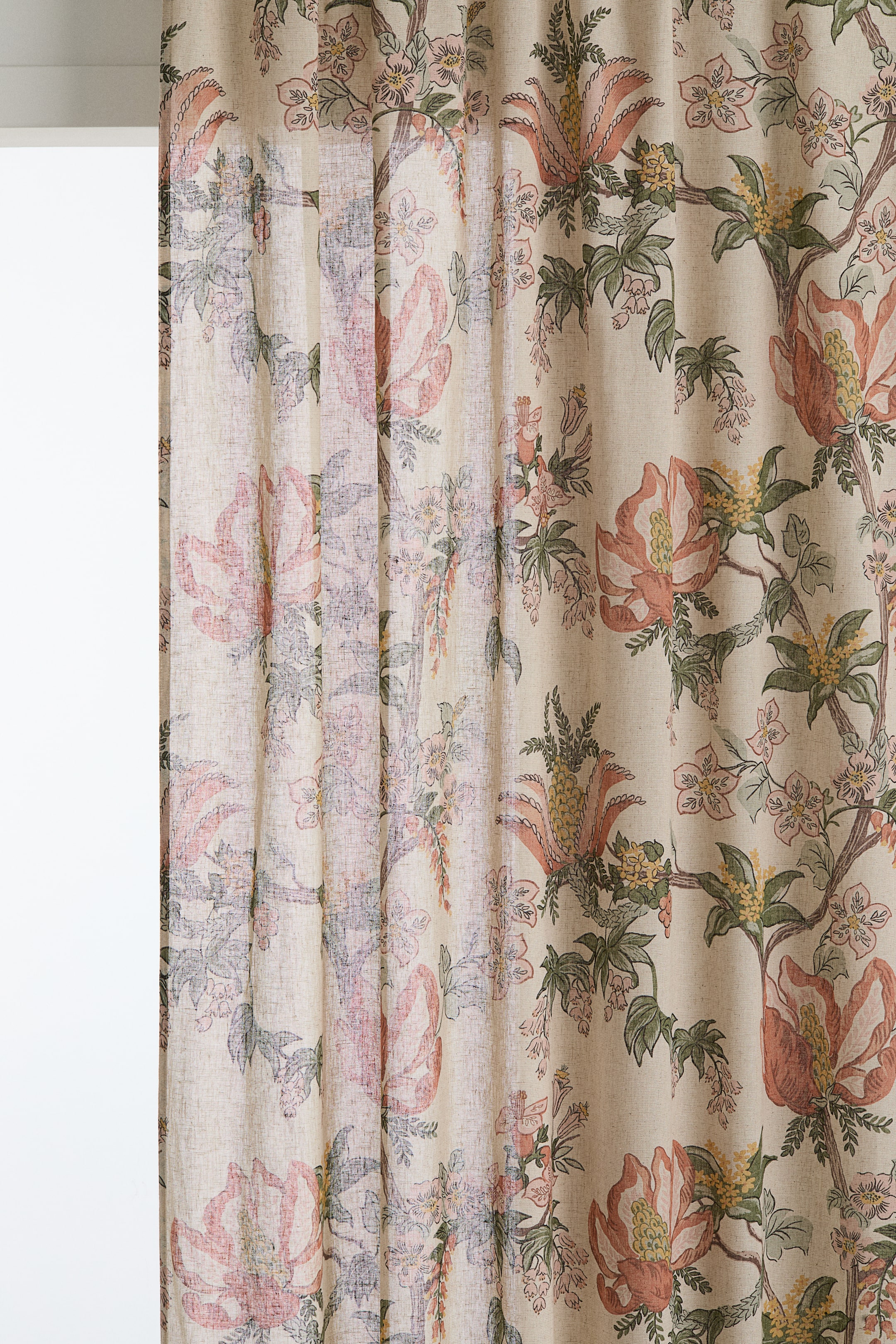 Visualizza immagine più grande: Tende lunghe in misto lino 2 pezzi - Light beige/Floral - HOME | H&M IT 1