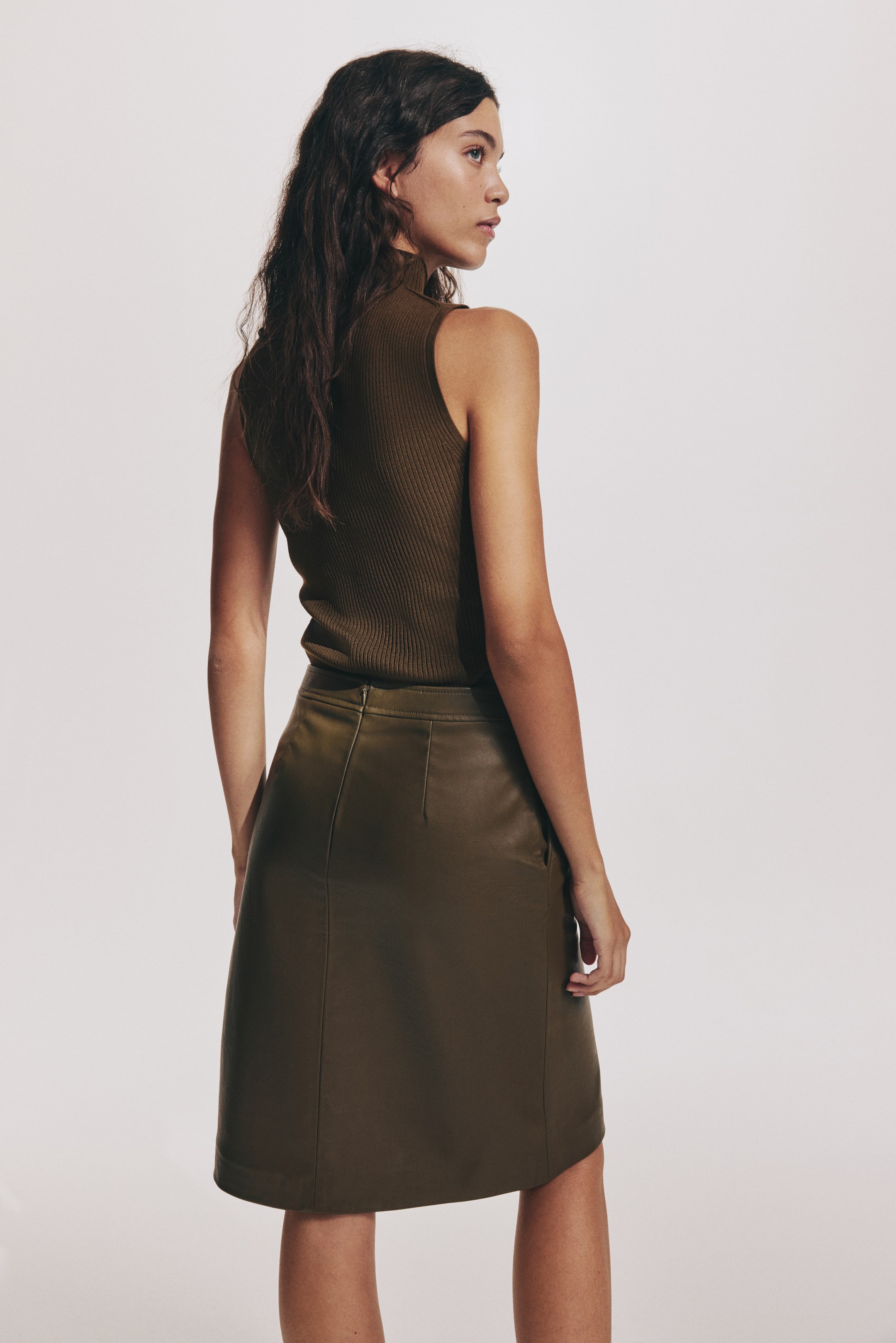 View larger image: Rib-knit turtleneck top - Dark brown - Ladies | H&M PH 5