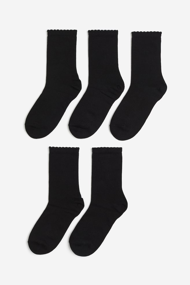 5 paria sukkia - Musta/Musta/Valkoinen - 1