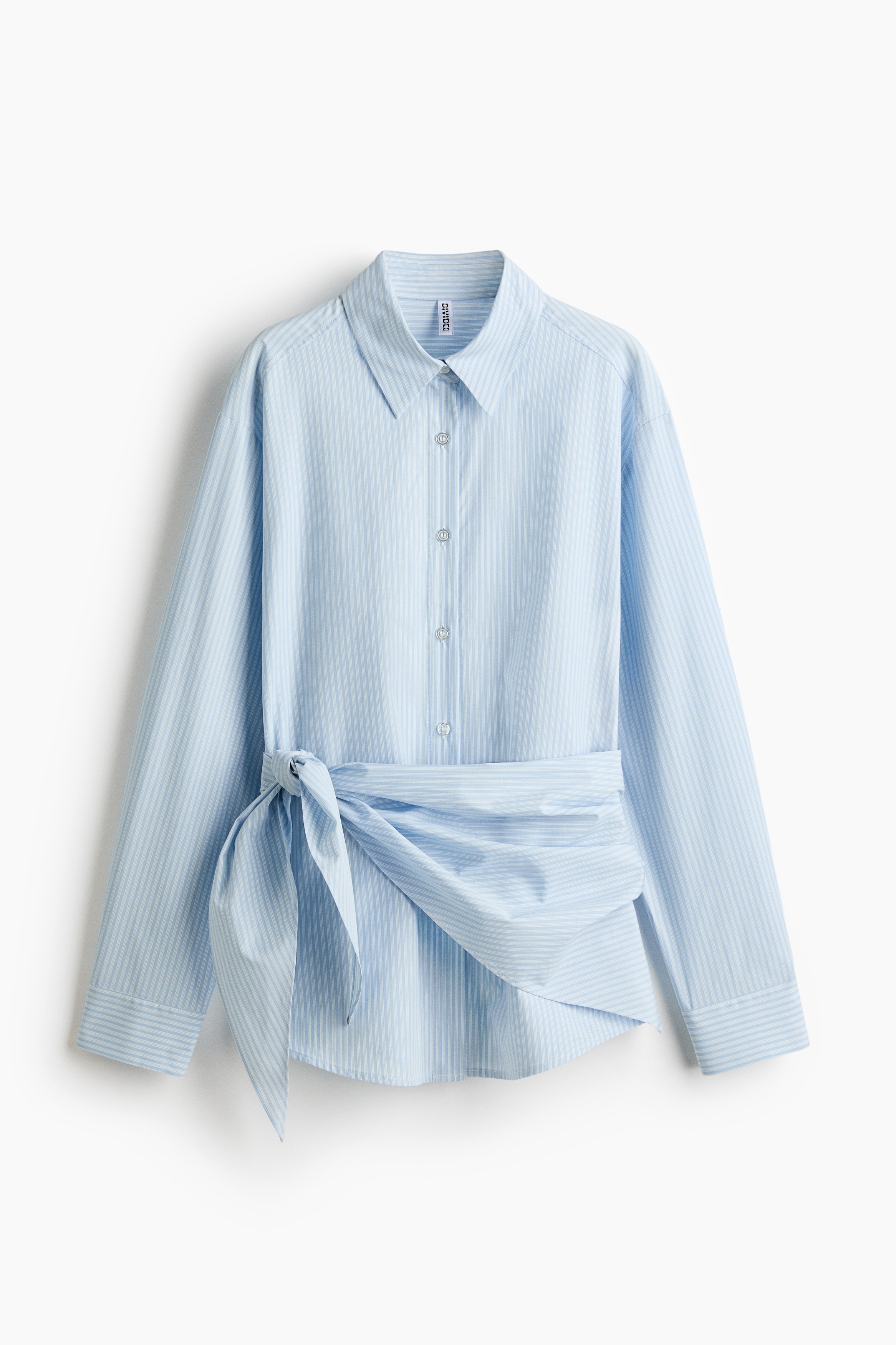 Scarf-detail shirt - Light blue/Striped