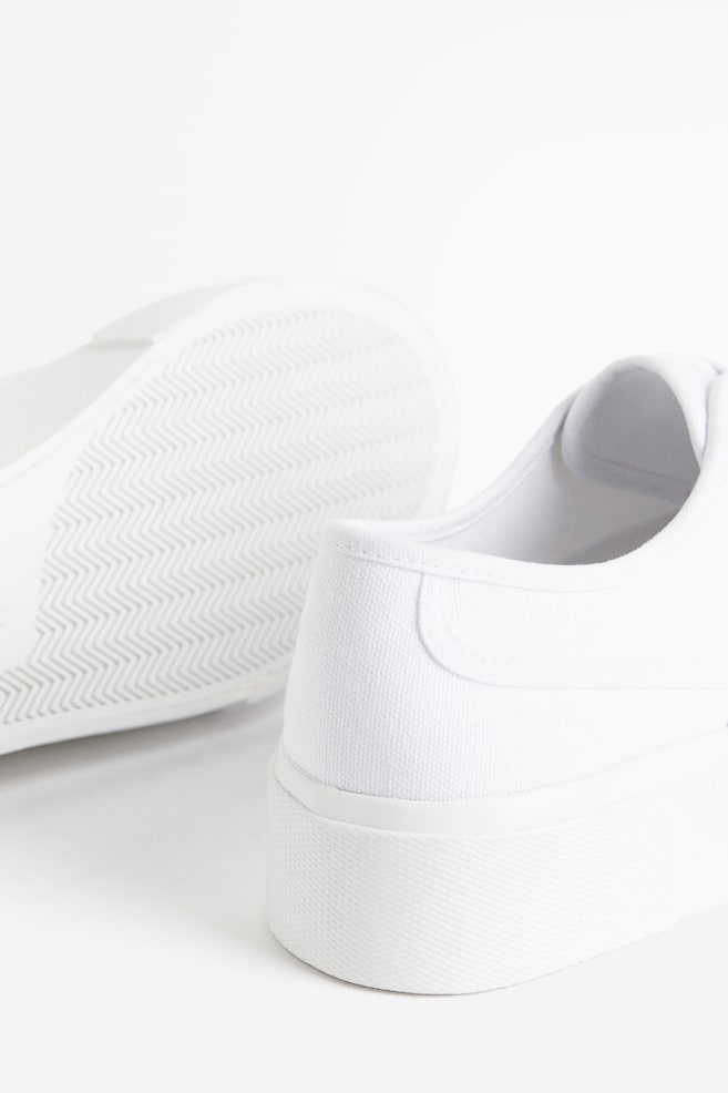 Sneakers en toile - Blanc/Beige/motif peau de serpent - 5