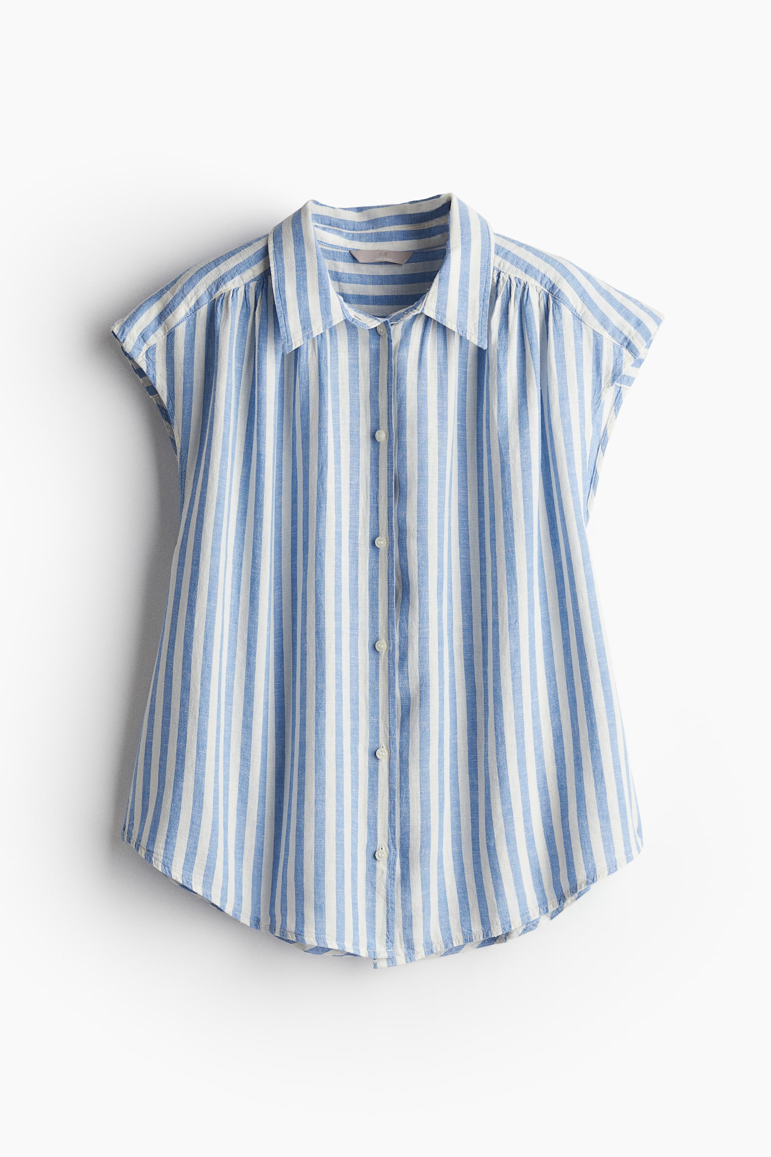 Linen Blend Sleeveless Shirt - White/Blue stripe/White - 2