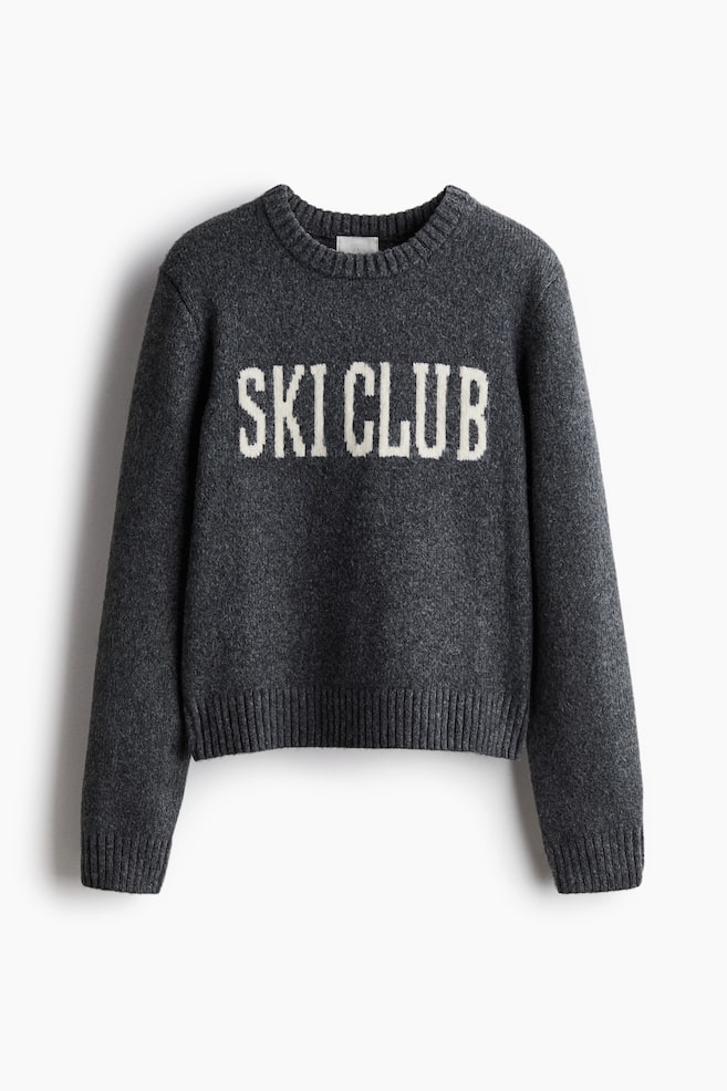 Pullover in maglia jacquard - Grigio scuro mélange/Ski Club/Rosso/Ski Club - 1