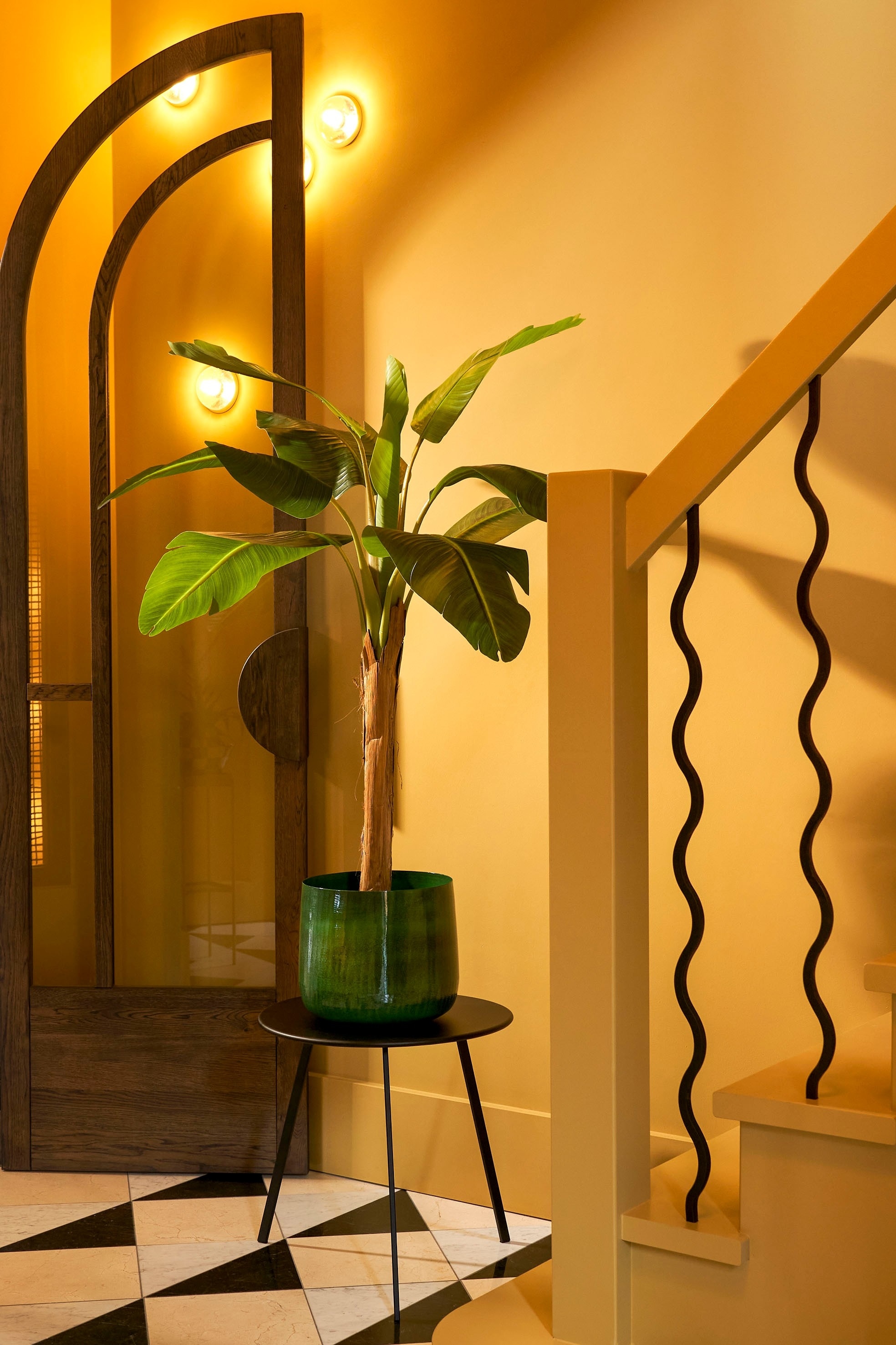 Grote Ijzeren Bloempot - Donkergroen/Lichtgrijs