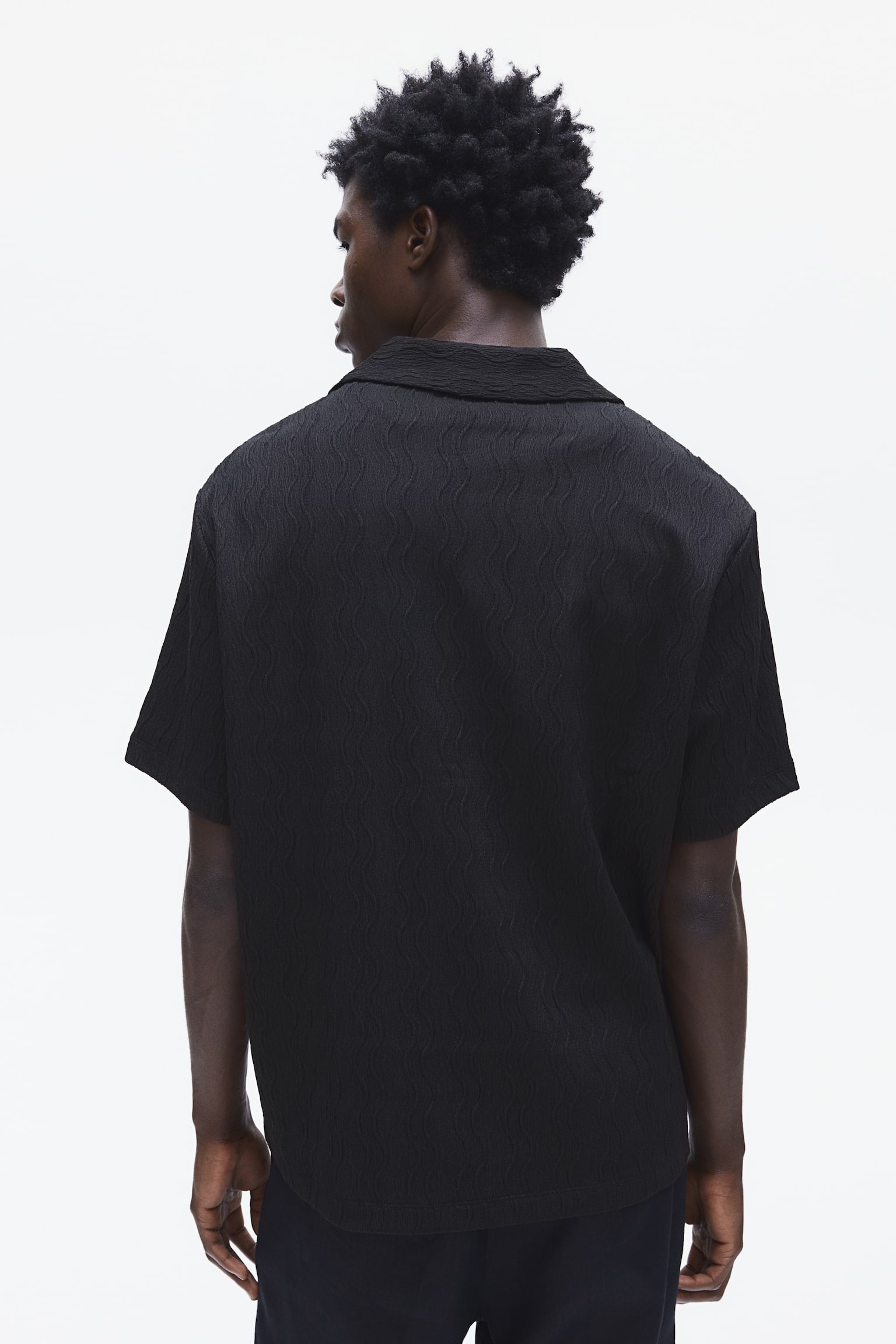 Regular Fit Textured resort shirt - Black - 5