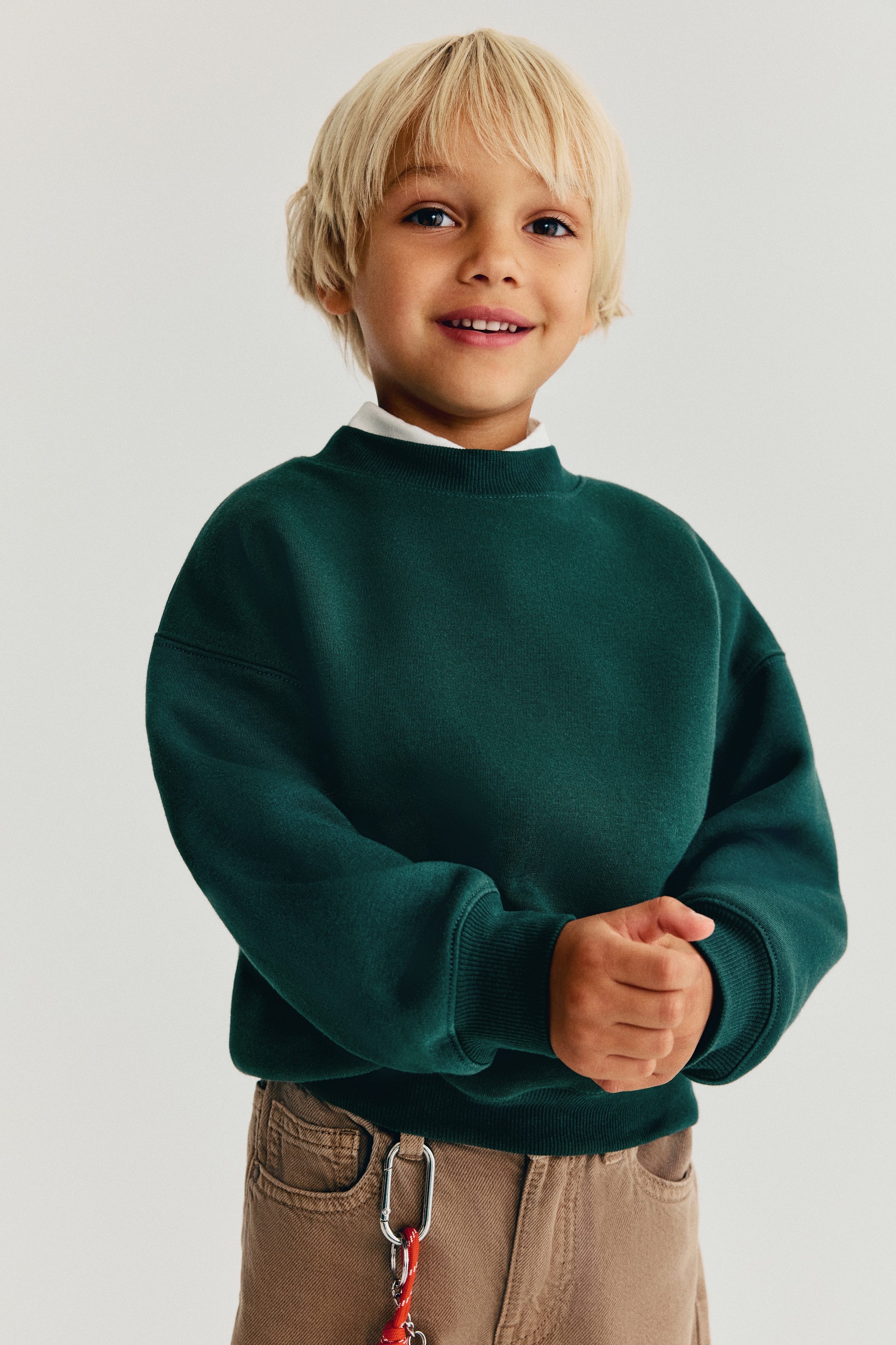 Sweatshirt mit angerauter Innenseite - Dunkelgrün/Beige/Marineblau/Dunkeltürkis/Dinosaurier/Hellbeige/Dunkelrotmeliert/Hellgraumeliert/Braun