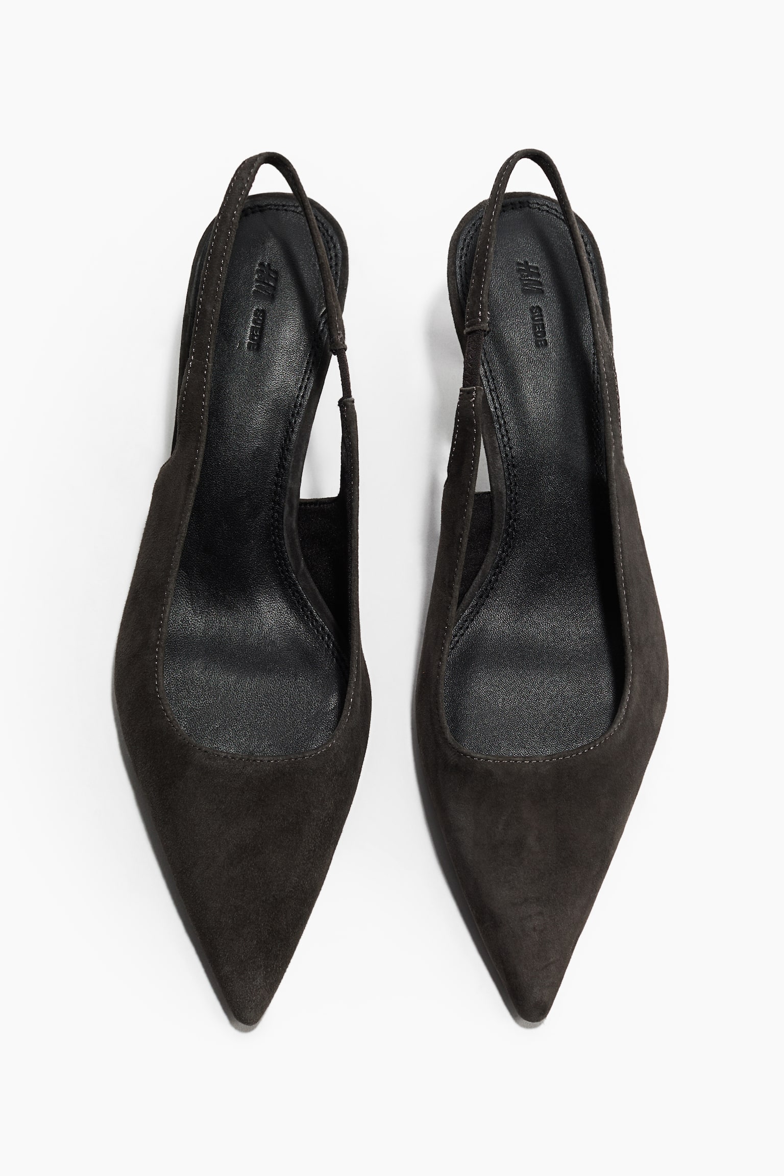 Pointed suede slingbacks - Dark khaki green/Khaki green/Brown - 3