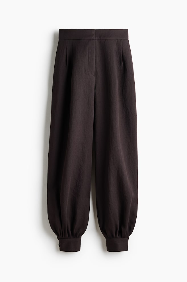 Balloon-Leg Twill Pants - Dark brown/Black - 1