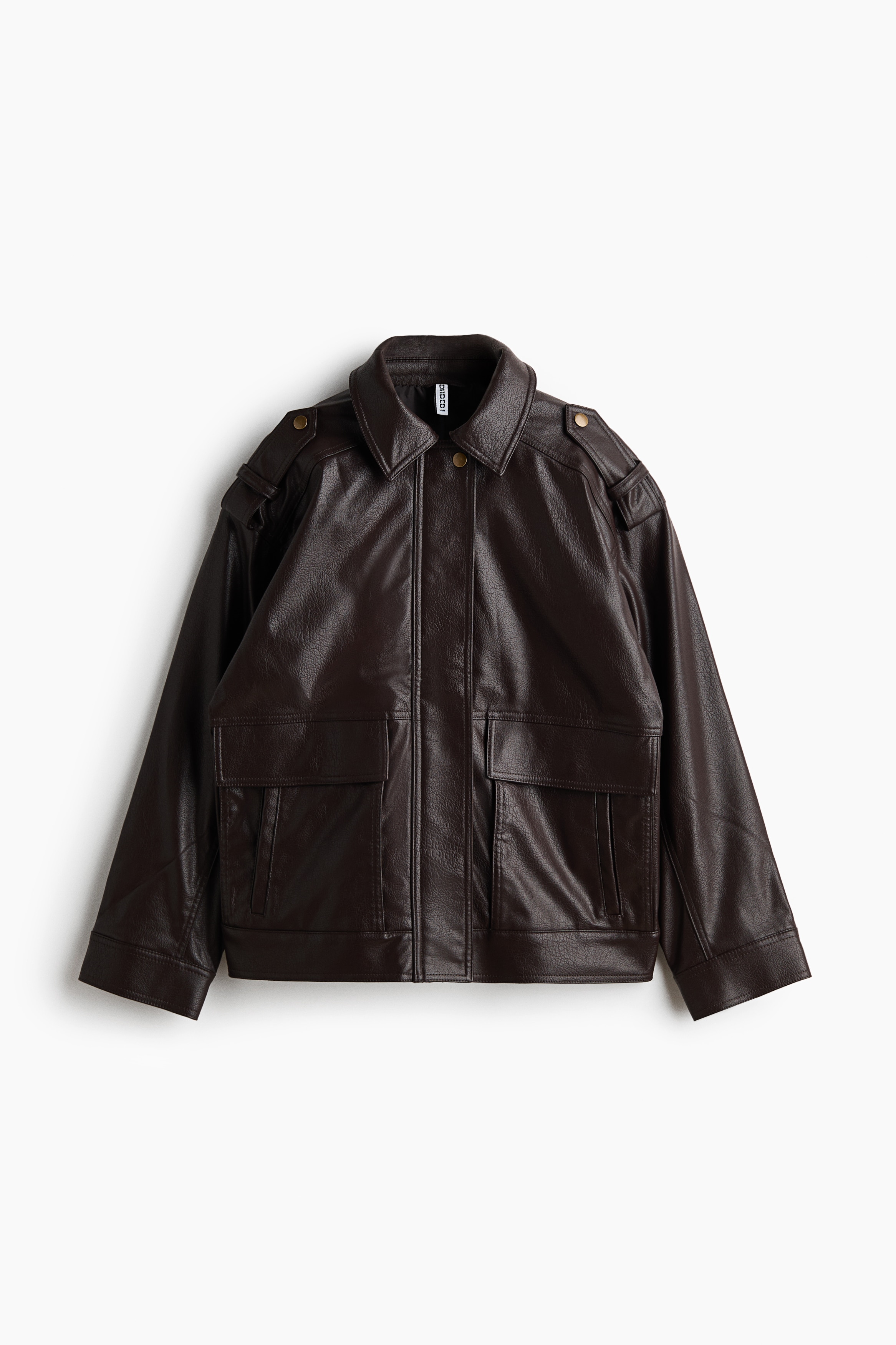 Coated Biker Jacket - Dark brown