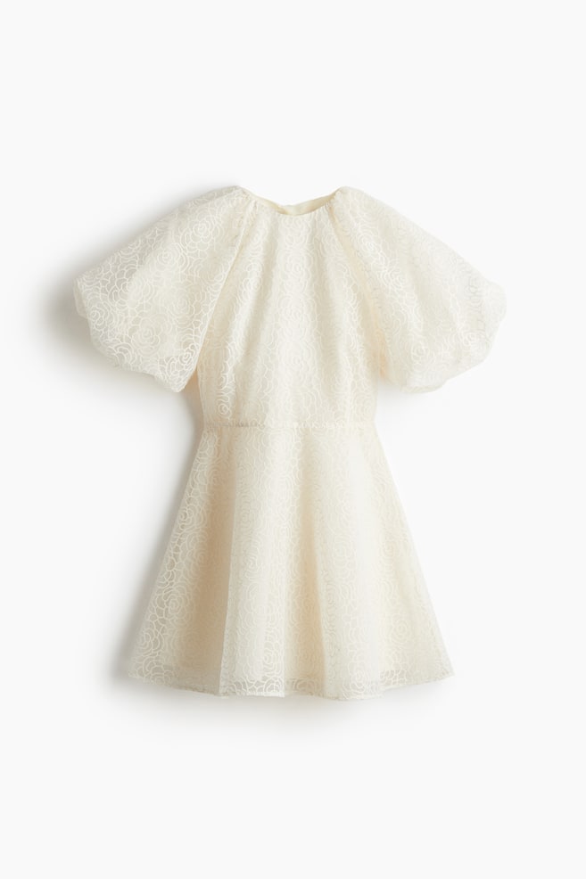 Robe brodée à nouer dans le dos - Crème - 1