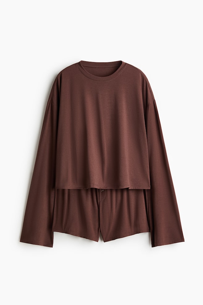 Pigiama in misto viscosa - Marrone scuro/Burgundy - 1