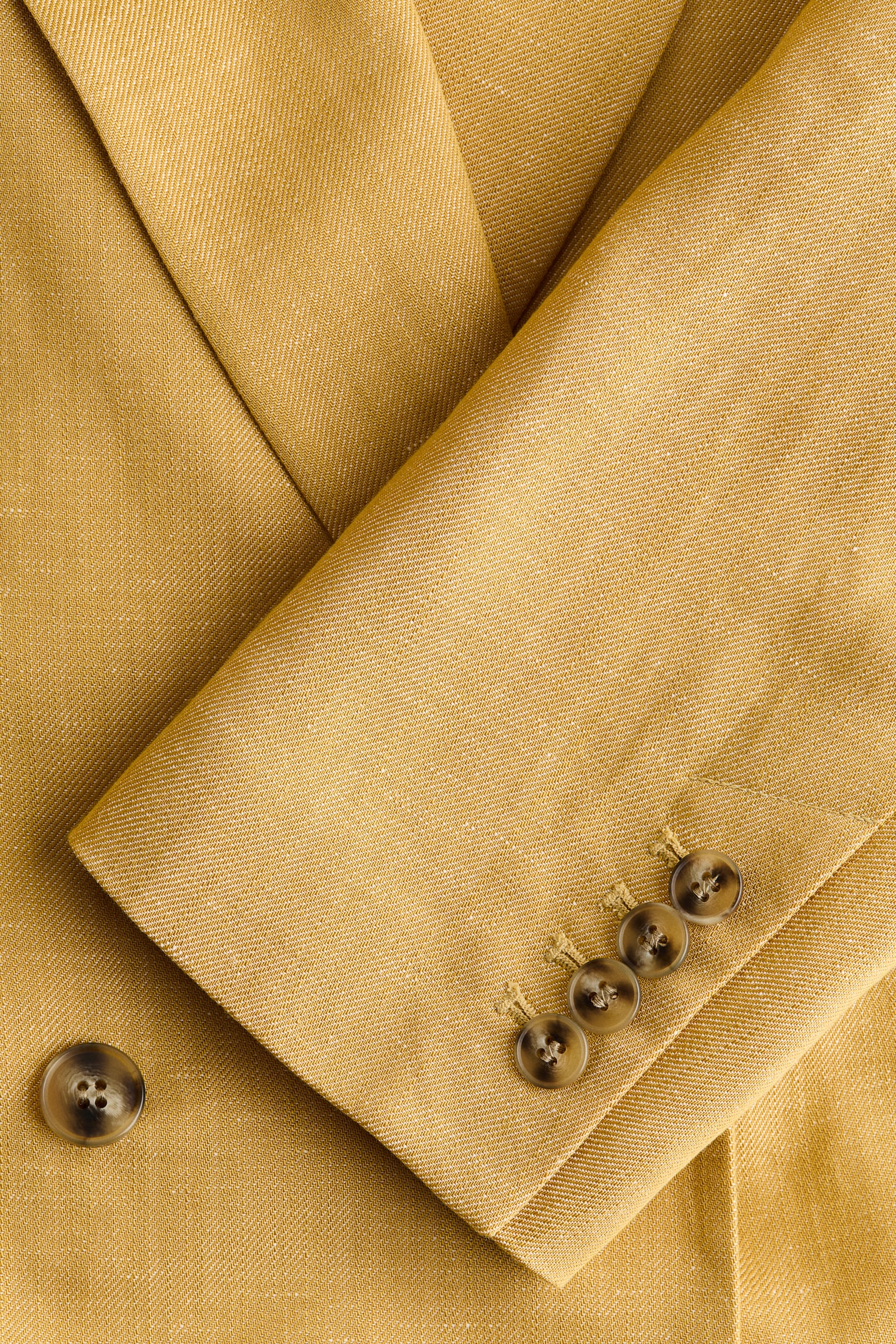 Double-breasted linen-blend blazer - Yellow - 4