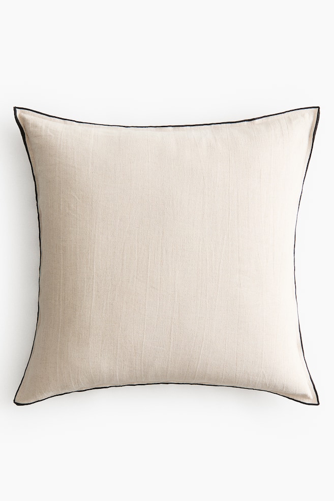 Linen-Blend Cushion Cover - Light beige - 1