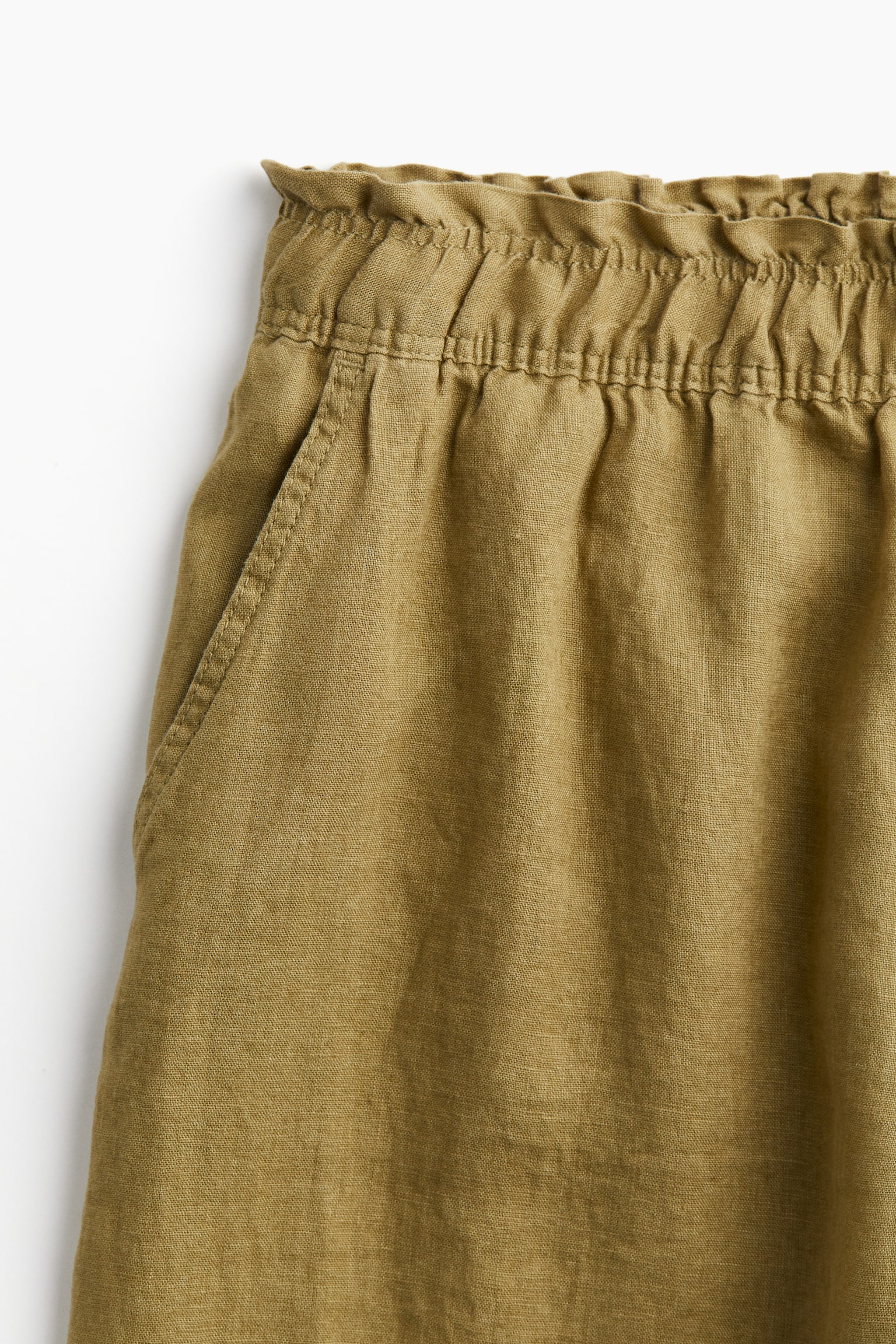 Ankle Length Linen Pants - Khaki green/Light beige/Black/Red - 6