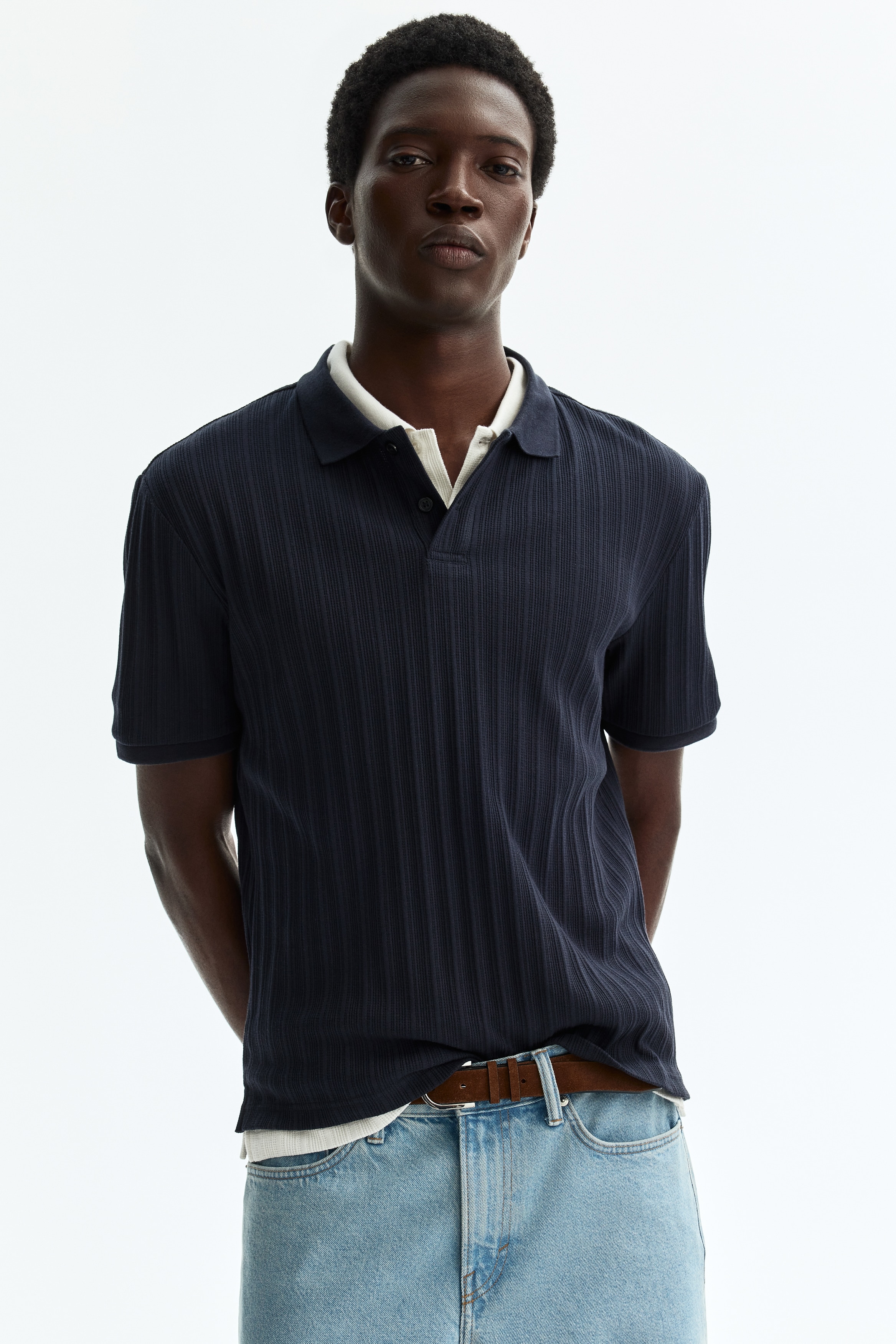 Poloshirt i jersey med struktur Slim Fit