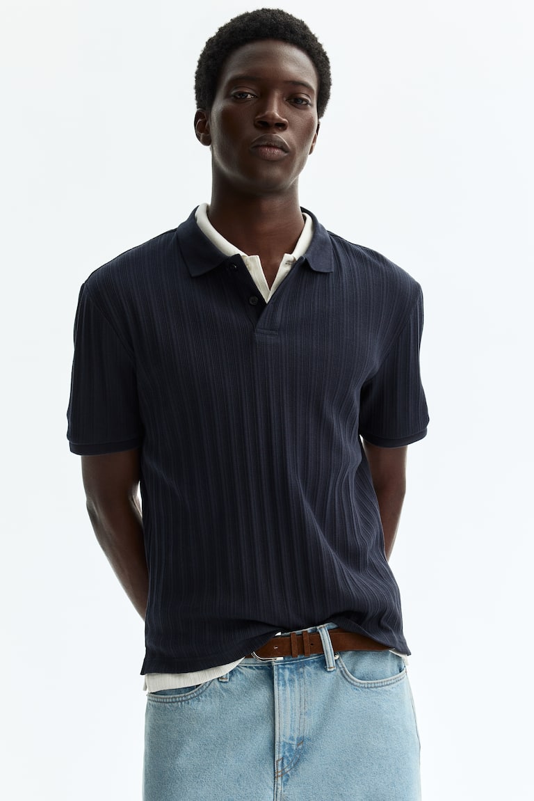 Polo majica od reljefnog žerseja Slim Fit