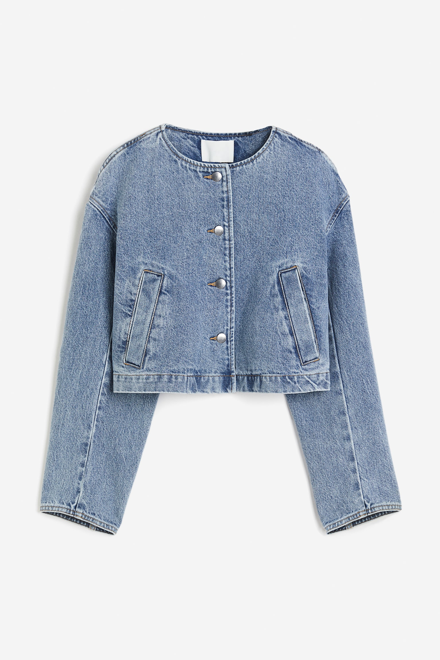 Cropped Denim Jacket - Denim blue/Dark denim grey - 2