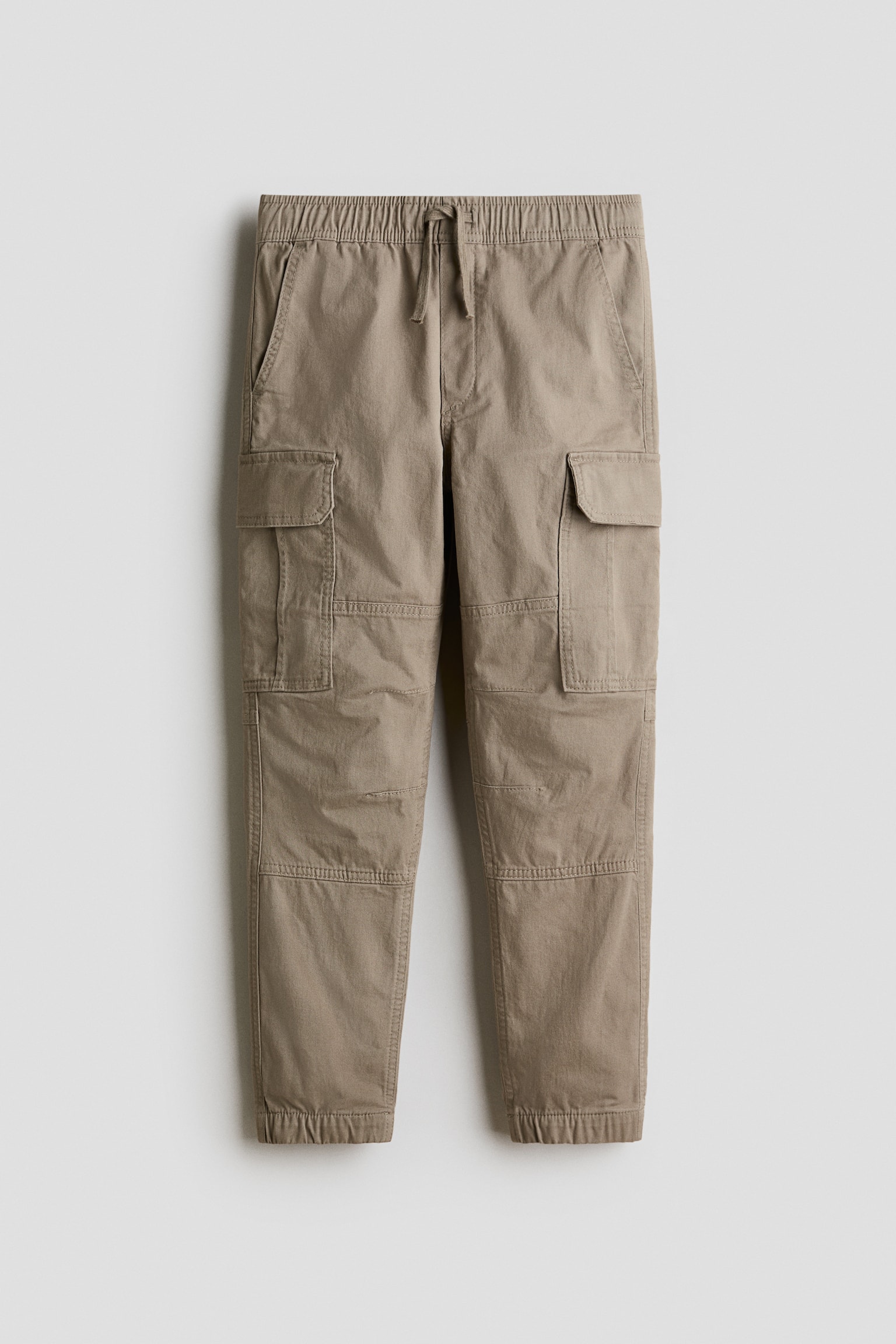 Cotton Cargo Joggers - Beige/Black/Beige