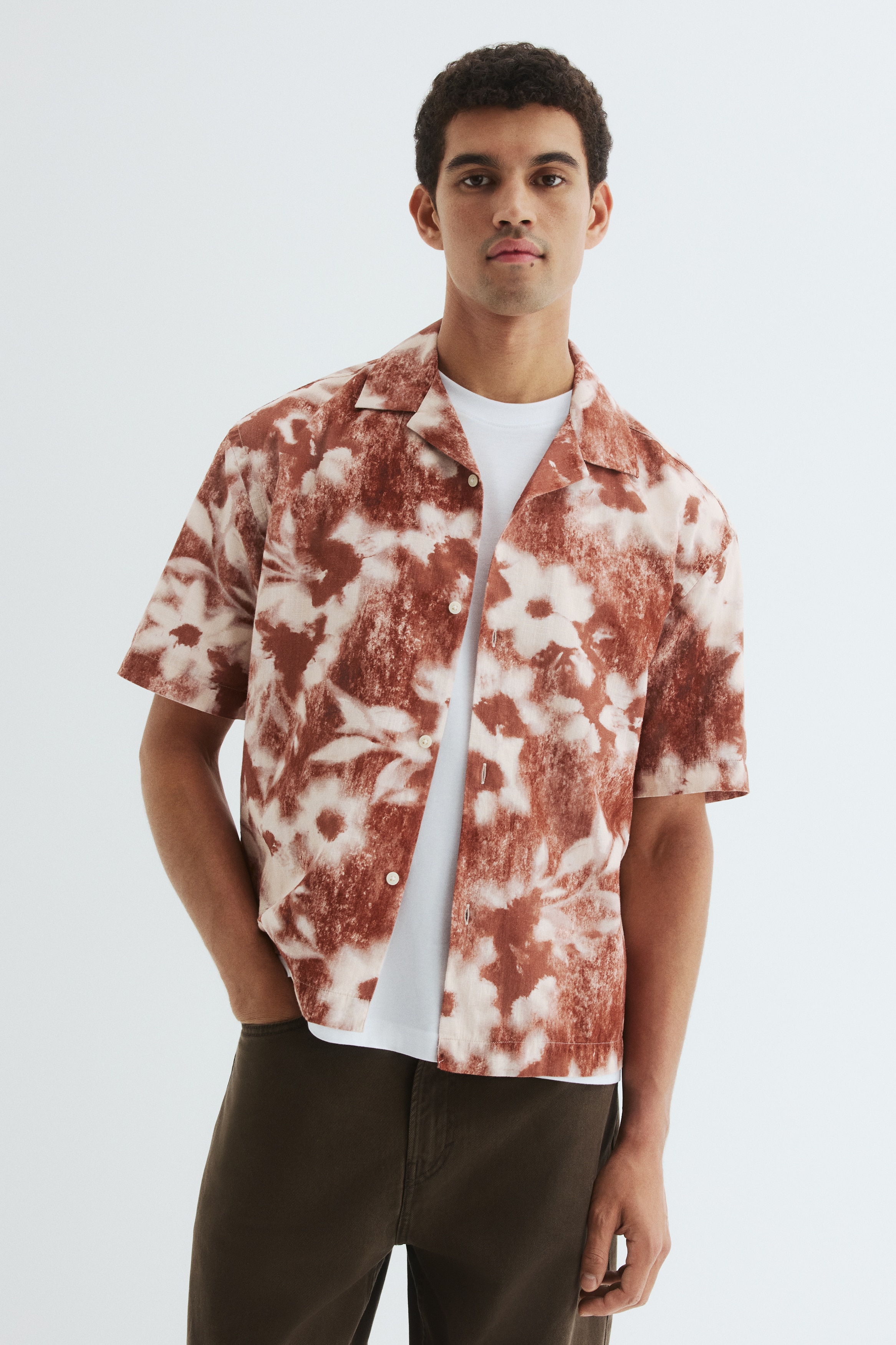 Letnja košulja Relaxed Fit - Crvena/cvetni dezen/Siva/cvetni dezen