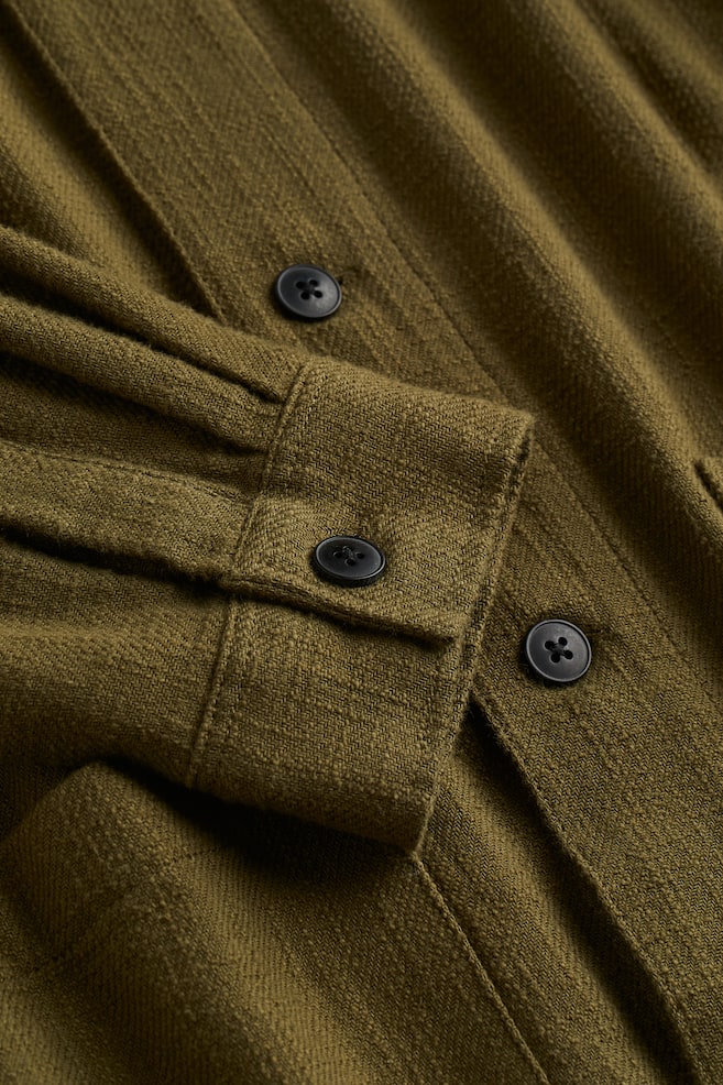 Regular Fit Cotton overshirt - Mørk kakigrønn - 2