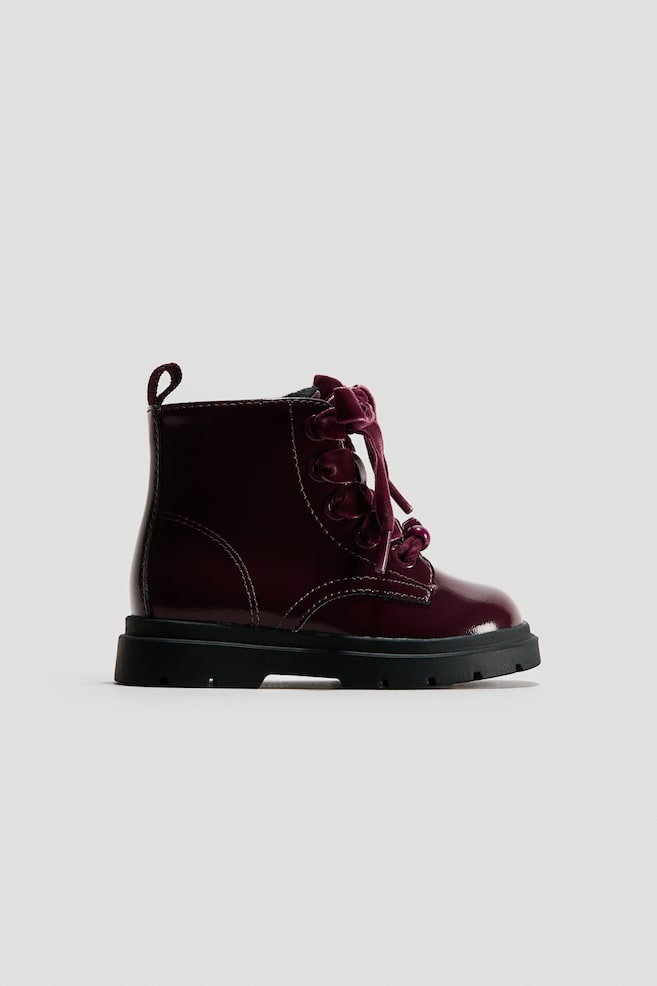 Lace-Up Boots - Dark red/Light pink/Black - 1