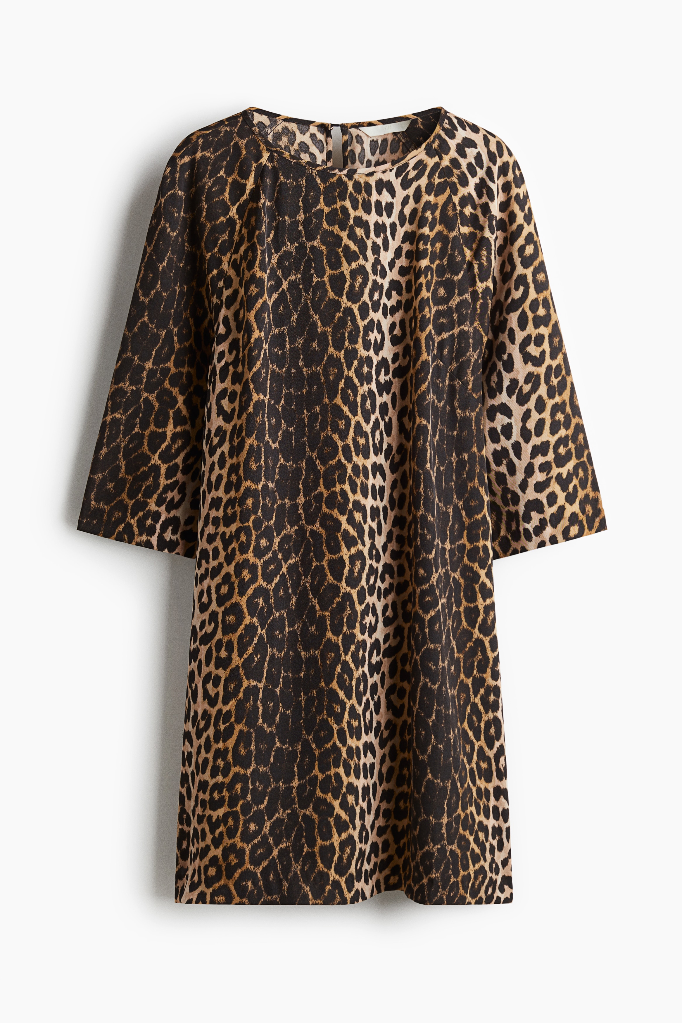 Φόρεμα σε γραμμή Α - Μπεζ/λεοπάρ μοτίβο