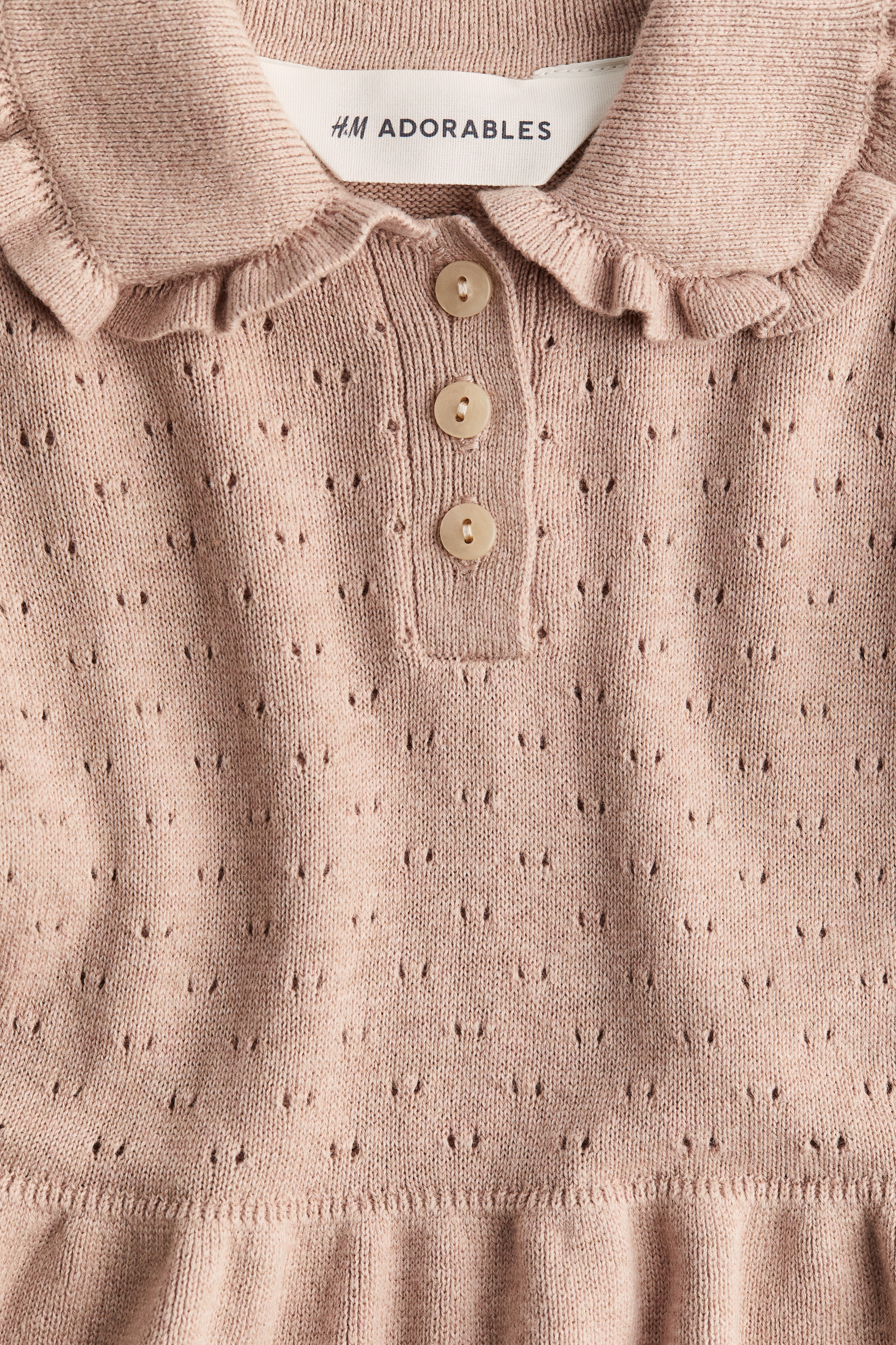 Pink Pointelle-Knit Cotton Dress for kids | H&M US