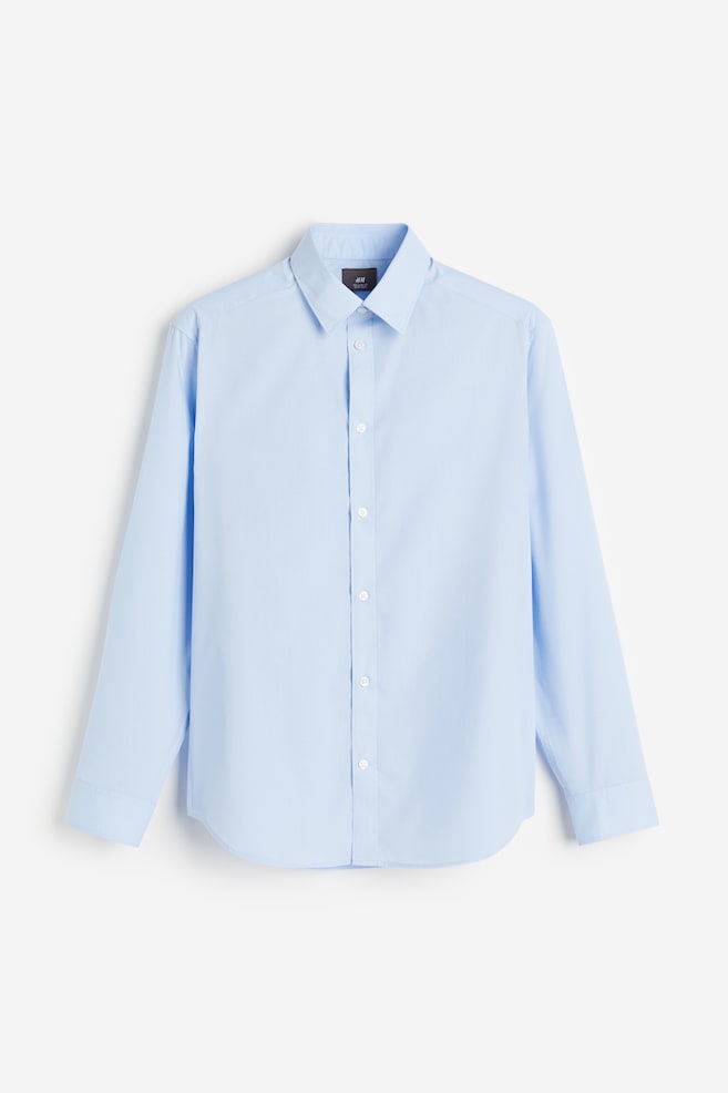 Easy iron-skjorte Regular Fit - Lyseblå/Hvid/Sort - 1