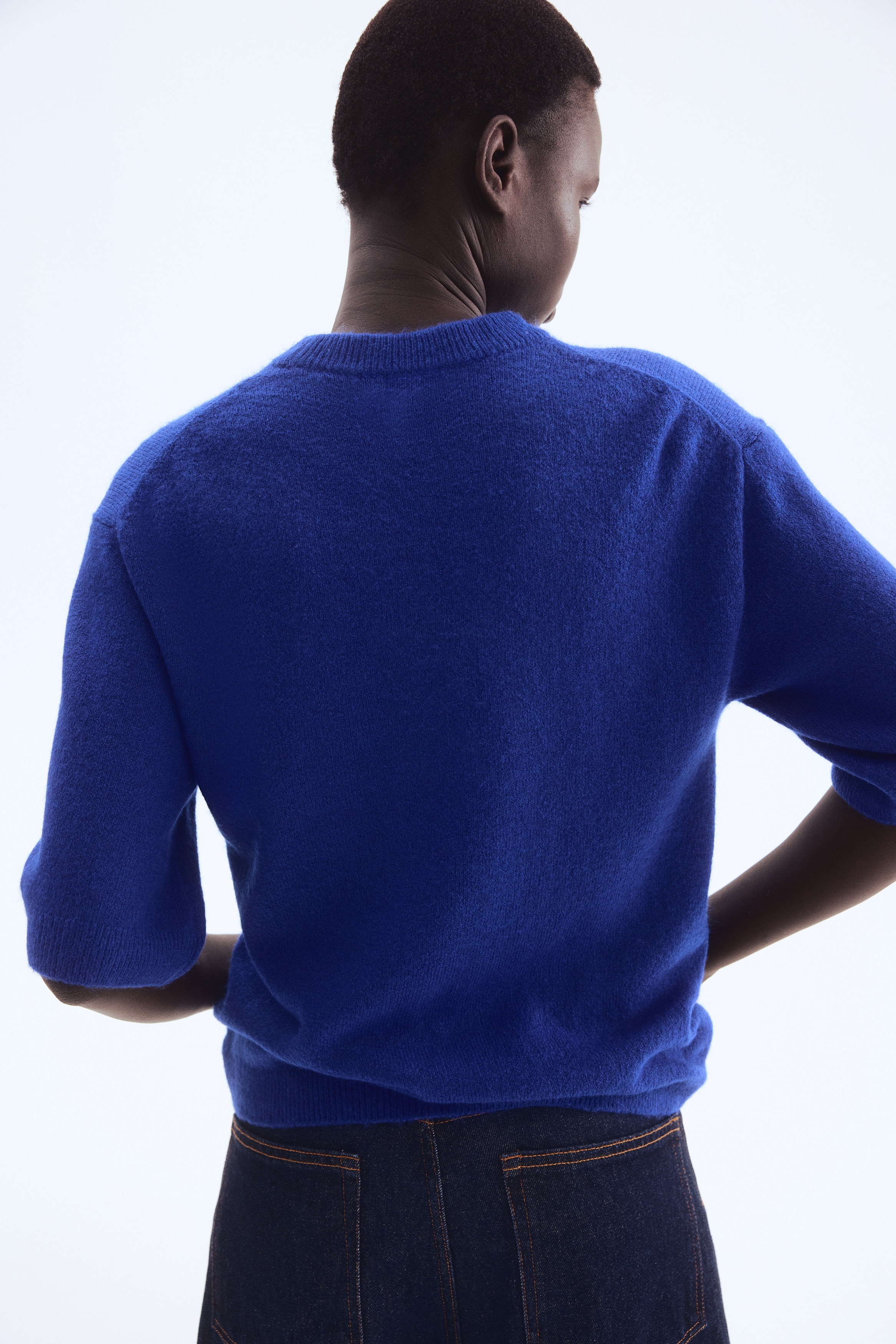 ⭐️ htk.hmです Knit T-Shirt - Bright blue - Ladies | H&M US
