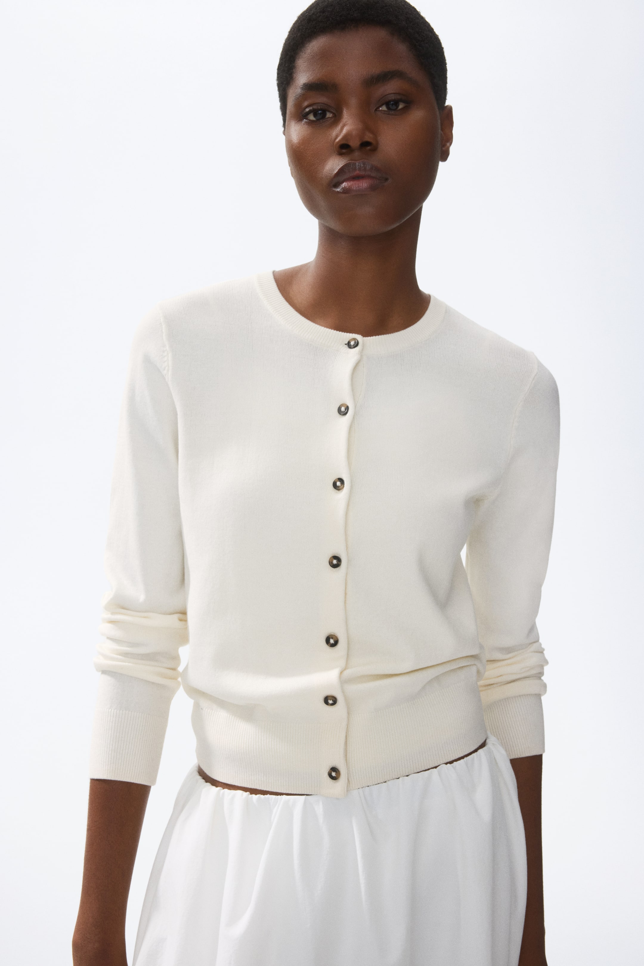 查看大圖: 精織開襟衫 - 奶油色 - Ladies | H&M 1