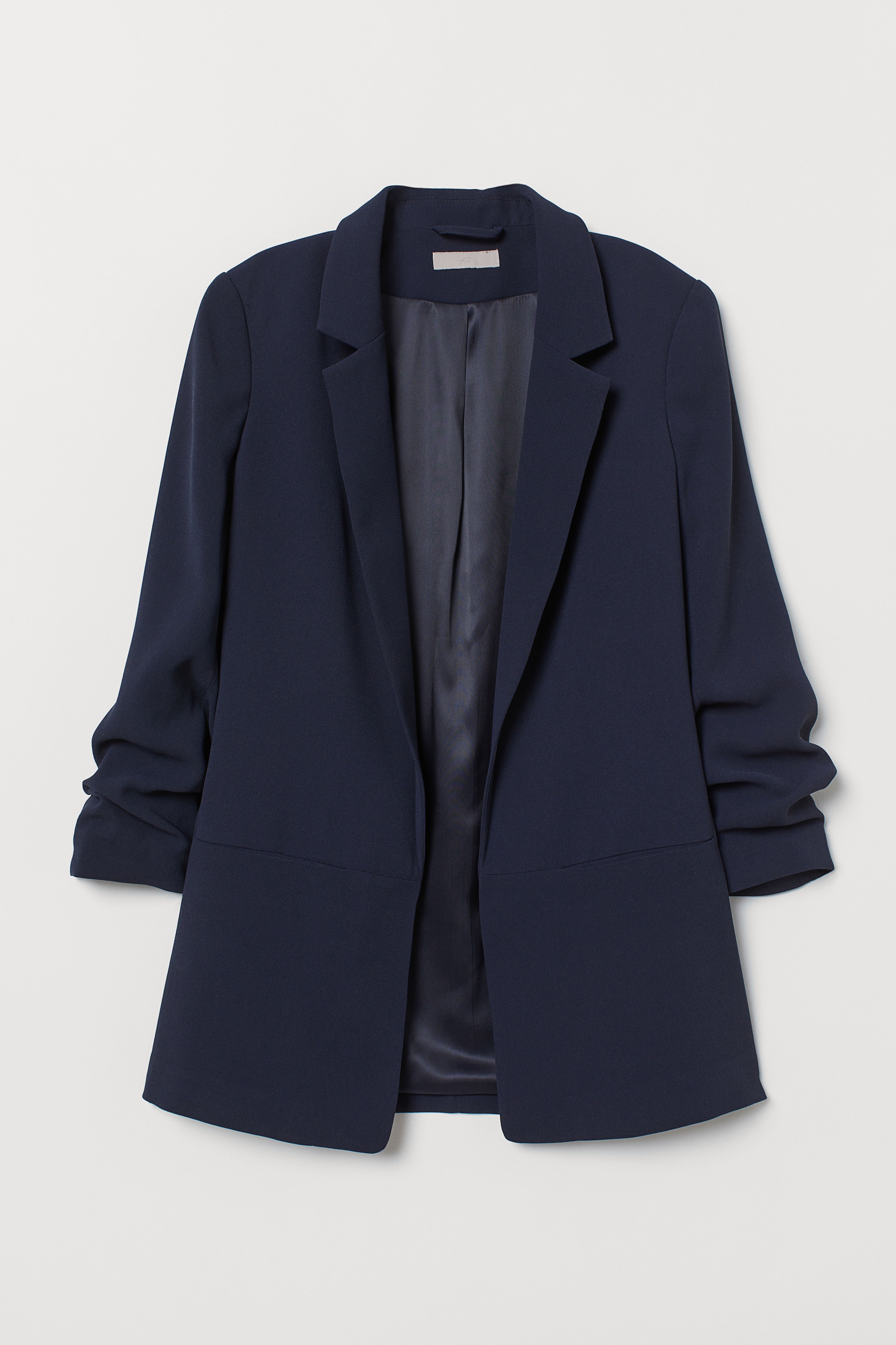 Jacket with Gathered Sleeves - 3/4 sleeve - Dark blue - Ladies | H&M US