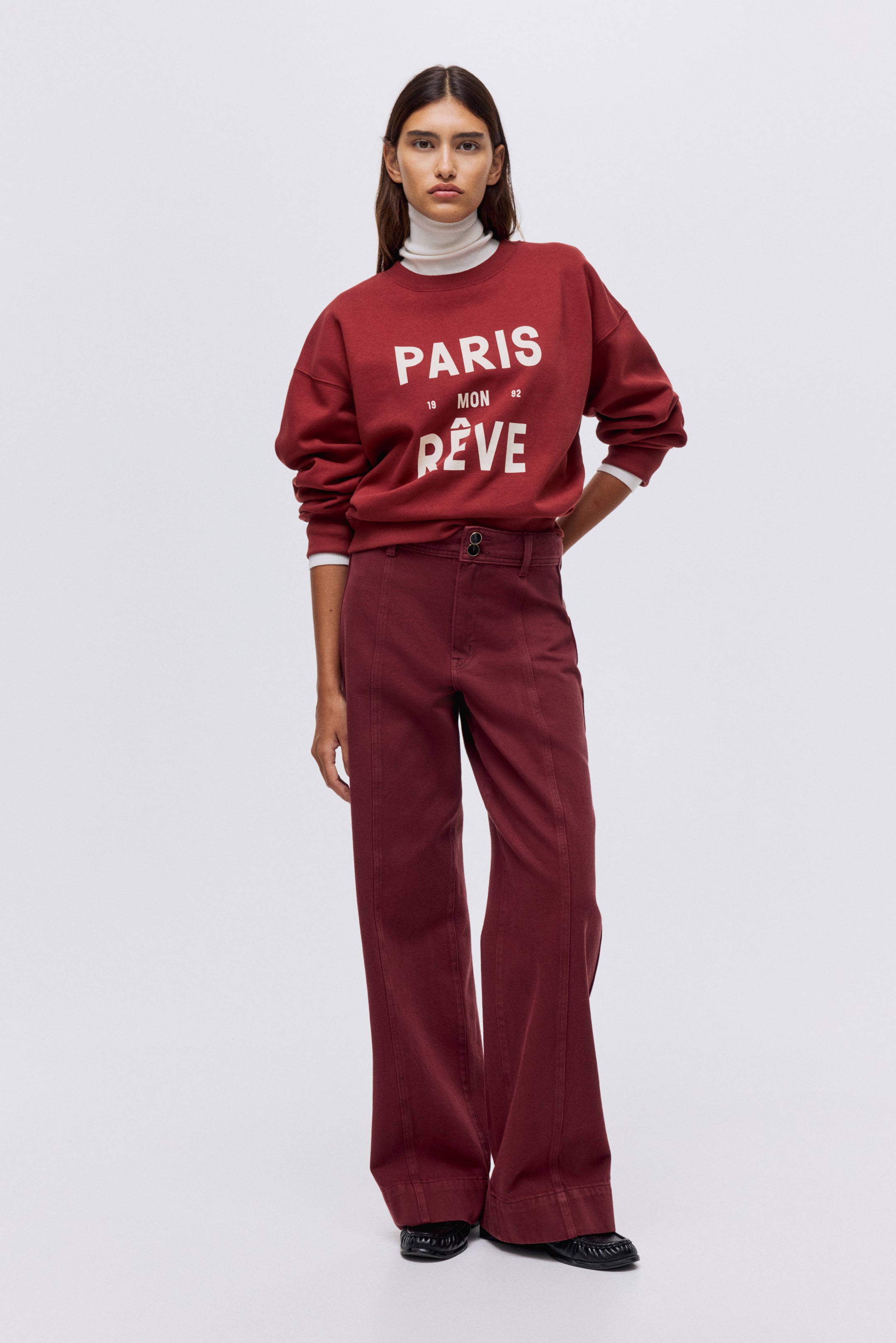 View larger image: Wide High Jeans - Brick red - Ladies | H&M 1