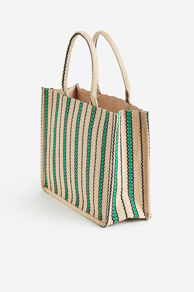 Jacquard-weave handbag - Beige/Striped - 4