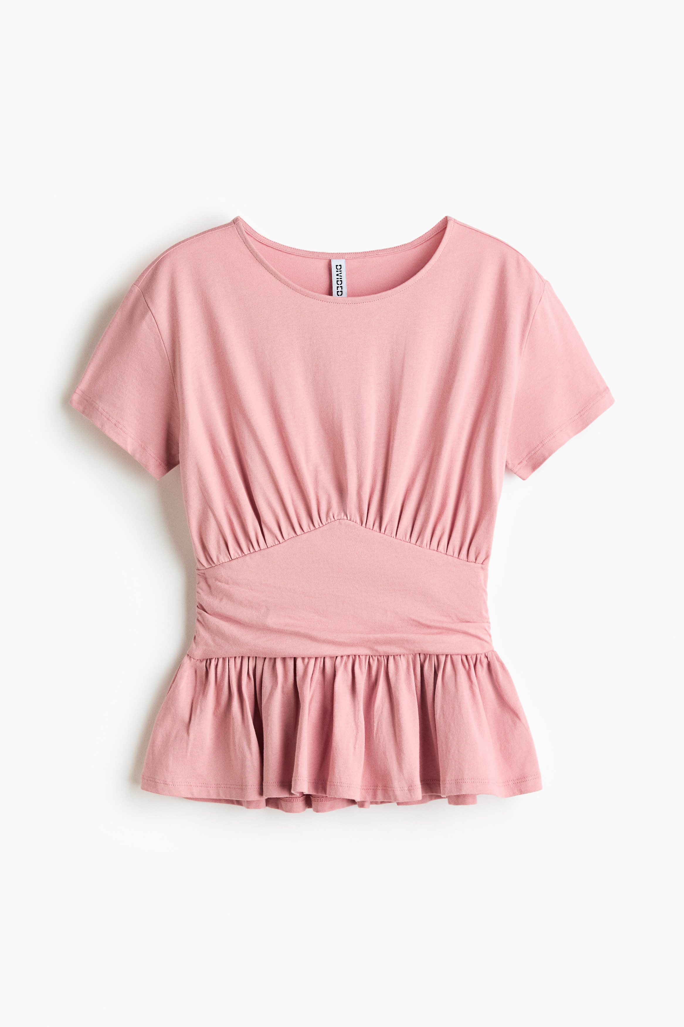 Jersey Peplum Top - Pink/White/Burgundy