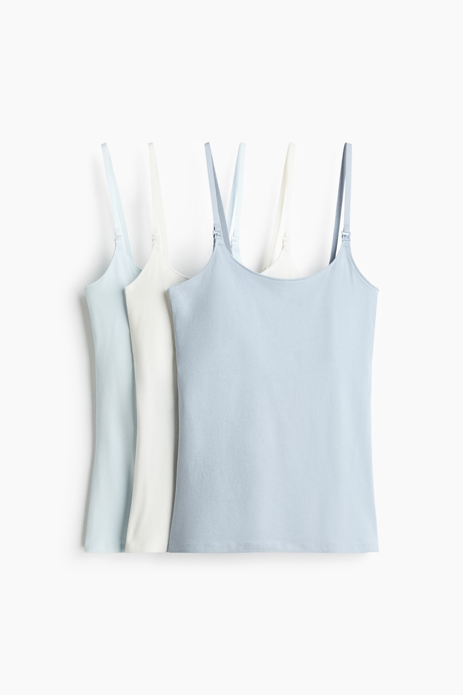 MAMA 3-pack nursing strappy tops - Light blue/White/Light beige/Black/White/Burgundy/Dusty pink/Beige/Black/White/Dark grey/White/Black/White/Sage green/Light pink/Cream/Black/White/Grey marl/Dark brown/Beige/White/Burgundy/Powder pink